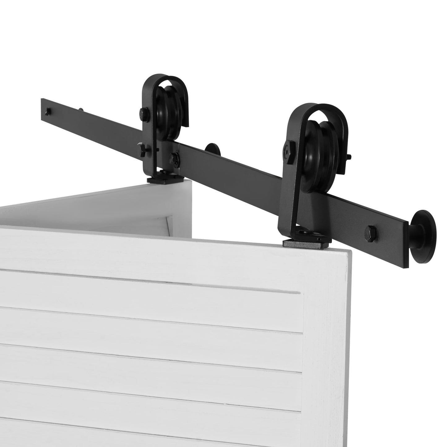 KFFKFF Bi-Folding Sliding Barn Door Hardware Track Kit, 52" Top Mount, Smooth & Quiet Operation, Durable, Simple Installation, Fits Two 24" Closet Pantry Laundry Doors (Doors Not Included)