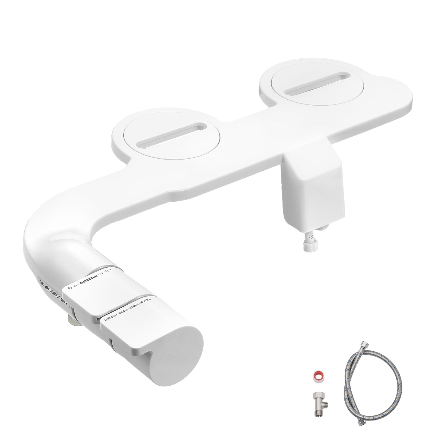 KFFKFF Bidet Attachment for Toilet, Self-Cleaning Toilet Seat Accessory - Dual Retractable Nozzles, Adjustable Water Flow, Easy-to-Install Cold Water Sprayer for Rear and Feminine Hygiene, White