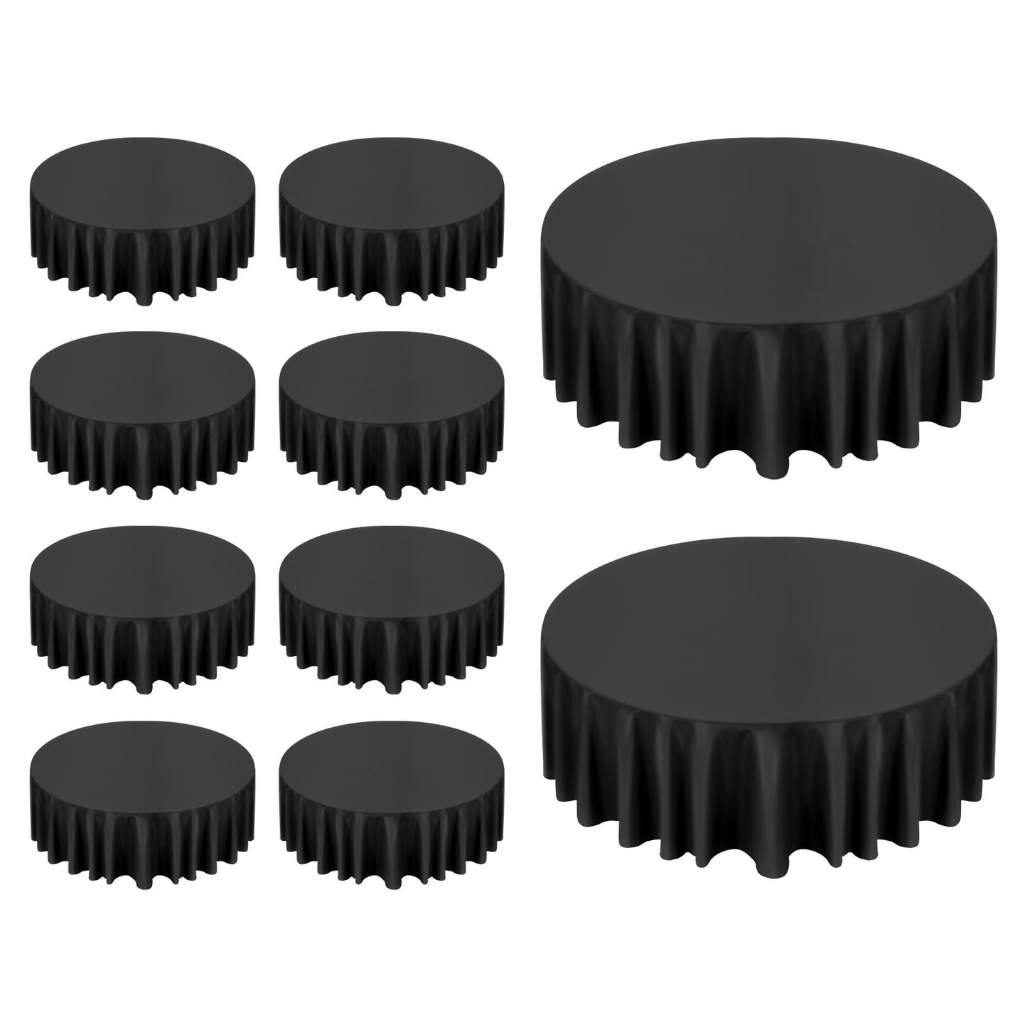 KFFKFF Black Round Tablecloths 10 Pack, 120-Inch Diameter, Durable and Wrinkle-Resistant, Machine Washable Polyester Fabric Covers for Weddings, Parties, Banquets, and Formal Gatherings