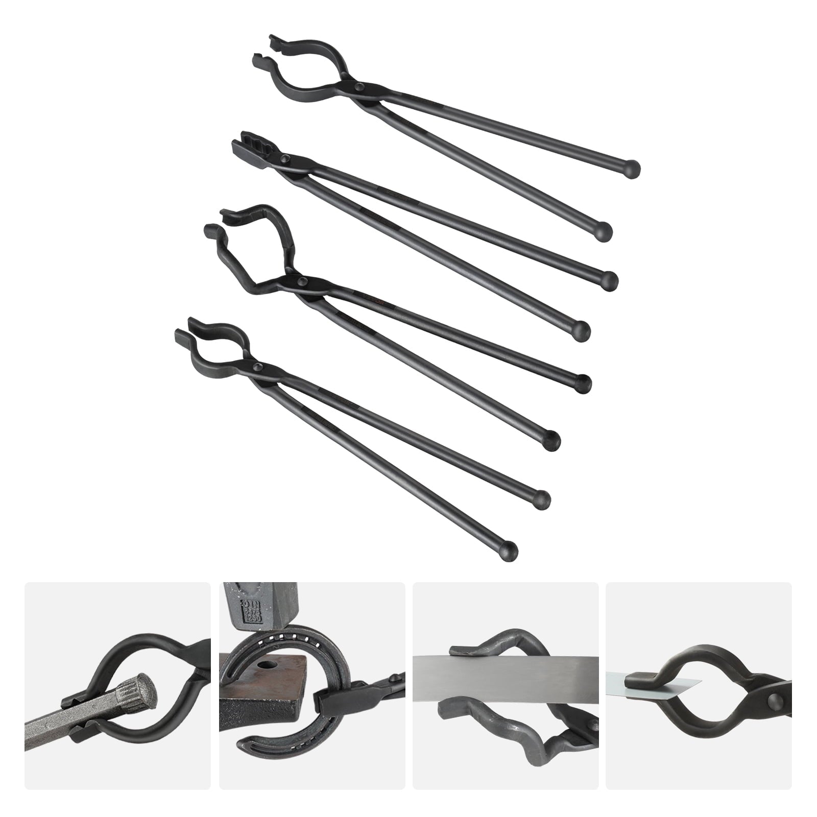 KFFKFF Blacksmith Tongs 18â€ 4 PCS V-Bit Bolt Wolf Jaw Z V-Bit Gripping Tongs