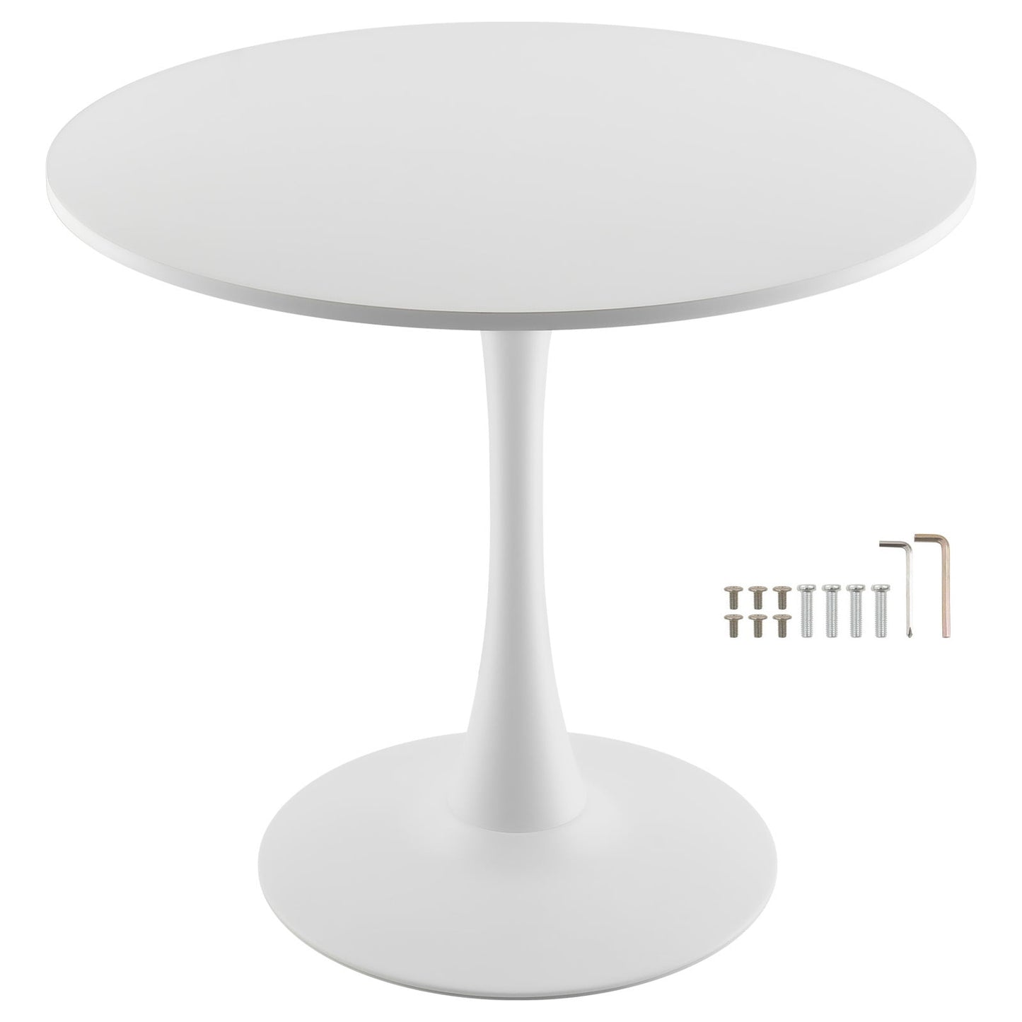 KFFKFF Circular Dining Table, 31.5-inch Wooden Table for 2-4 Individuals, Contemporary Circular Furnishing, Casual Office Coffee Tables with Standalone Base in Flower-like Design