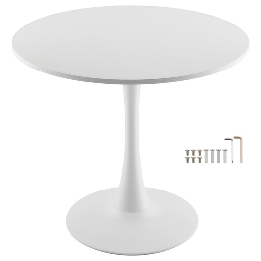 KFFKFF Circular Dining Table, 31.5-inch Wooden Table for 2-4 Individuals, Contemporary Circular Furnishing, Casual Office Coffee Tables with Standalone Base in Flower-like Design