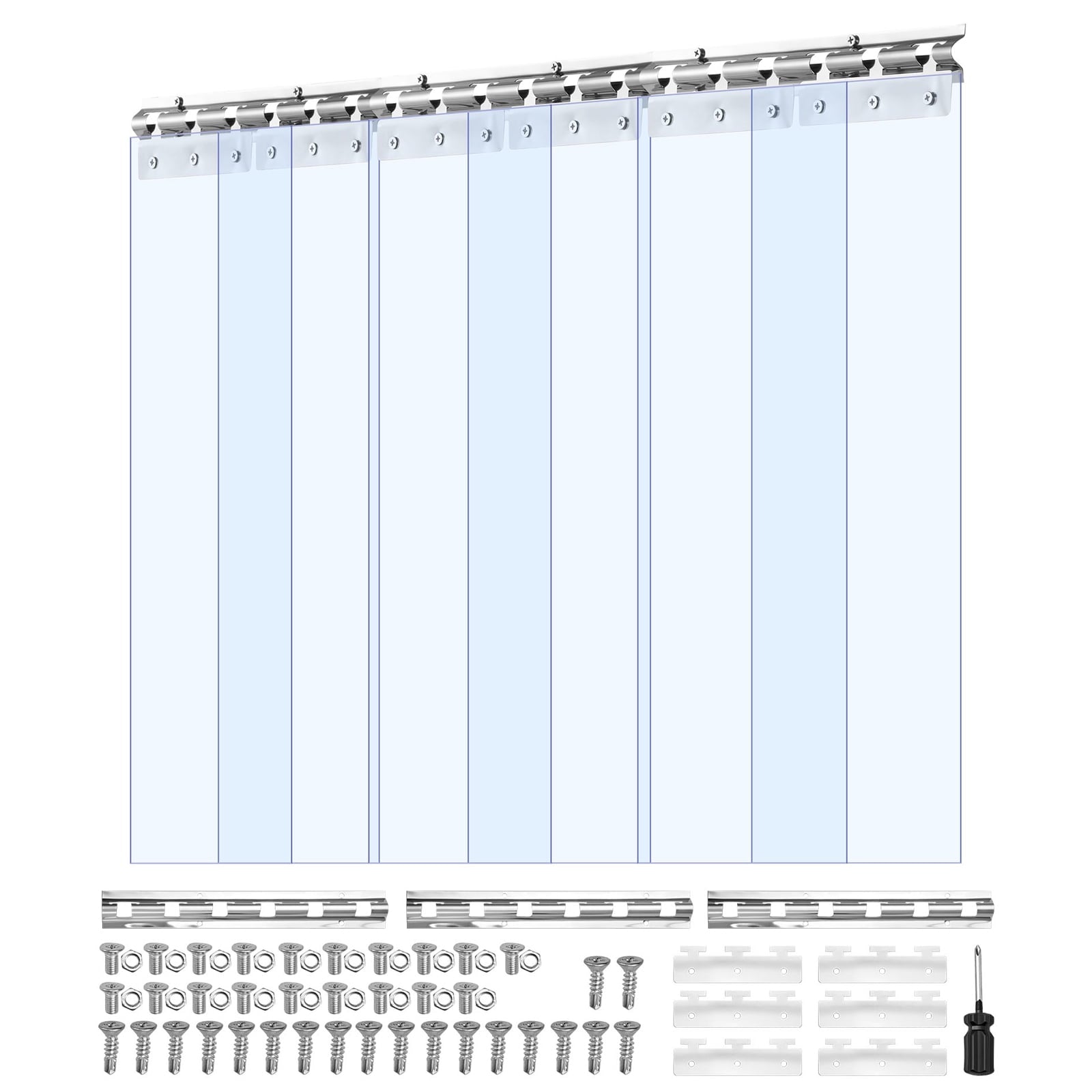 KFFKFF Clear PVC Strip Curtain, 84 x 36 x 0.08 in, 6-Pack Plastic Door Strips for Freezers, Warehouses, and Garages