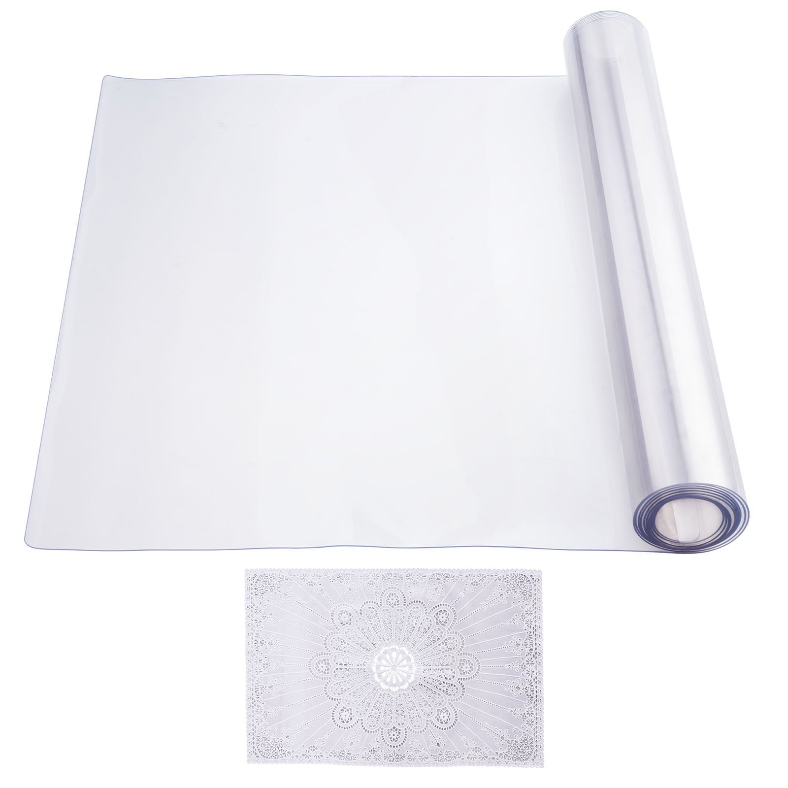 KFFKFF Clear PVC Table Cover, Dimensions 42 x 96 Inch with 1.5 mm Thickness, Rectangular Desk Mat, Water-Resistant and Simple to Clean, Ideal for Office, Dining Room, Dresser or Night Stand