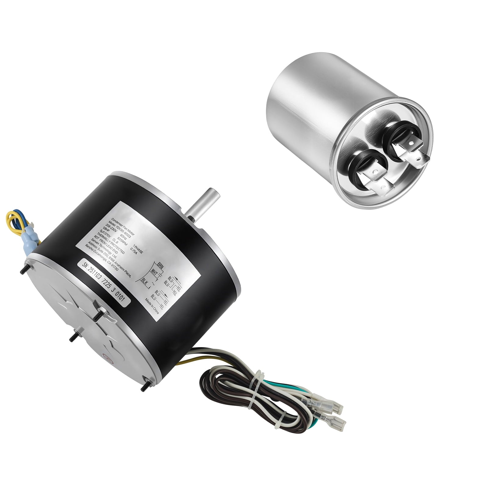 KFFKFF Condenser Fan Motor with Capacitor, 1/8HP 825RPM 208-230V, Compatible Replacement for Various HVAC Models Including GE Genteq Carrier Bryant Payne