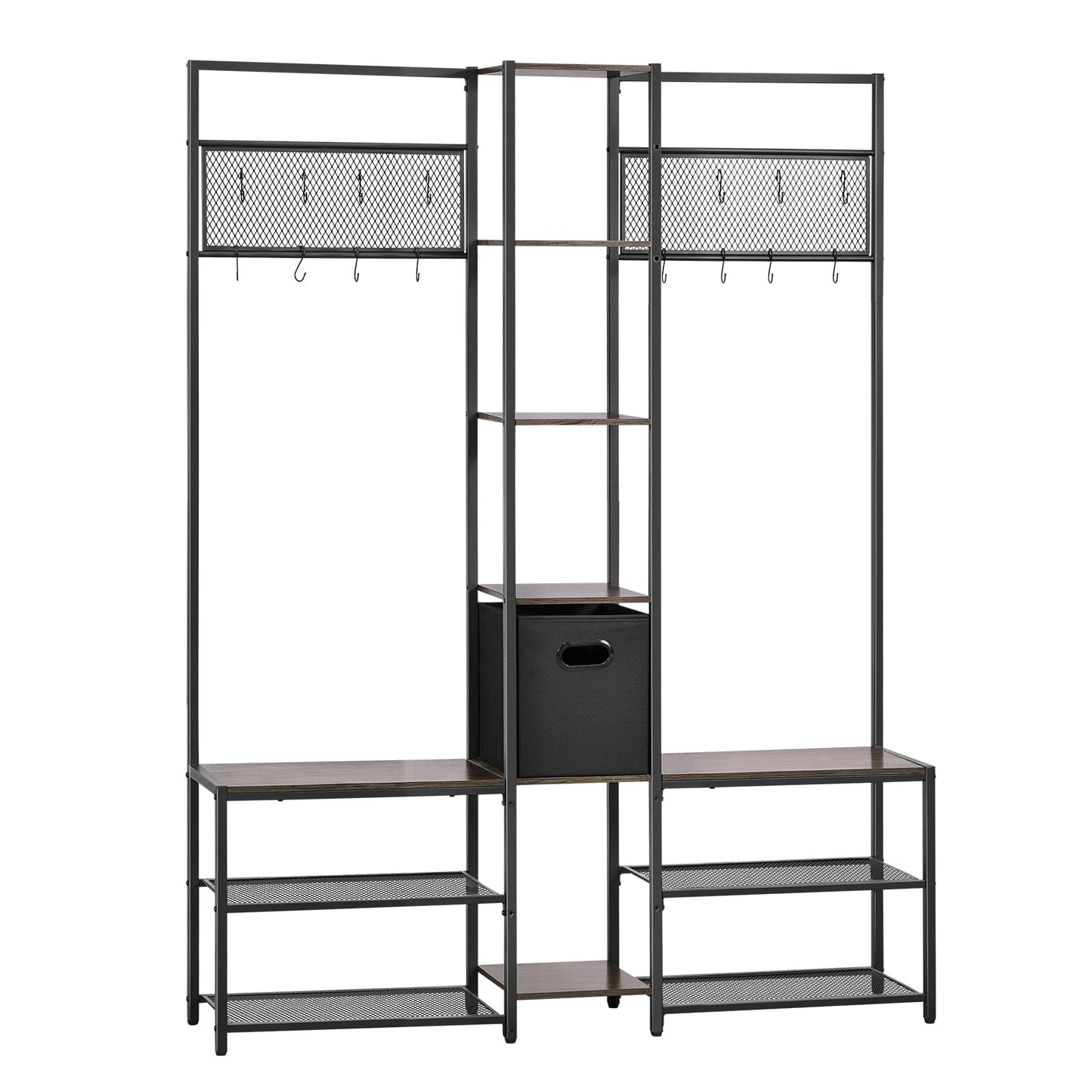 KFFKFF Hall Tree with Shoe Bench, 70.9in Coat Rack with Hooks and Shelves, Shoe Rack for Entryway, Closet, Office