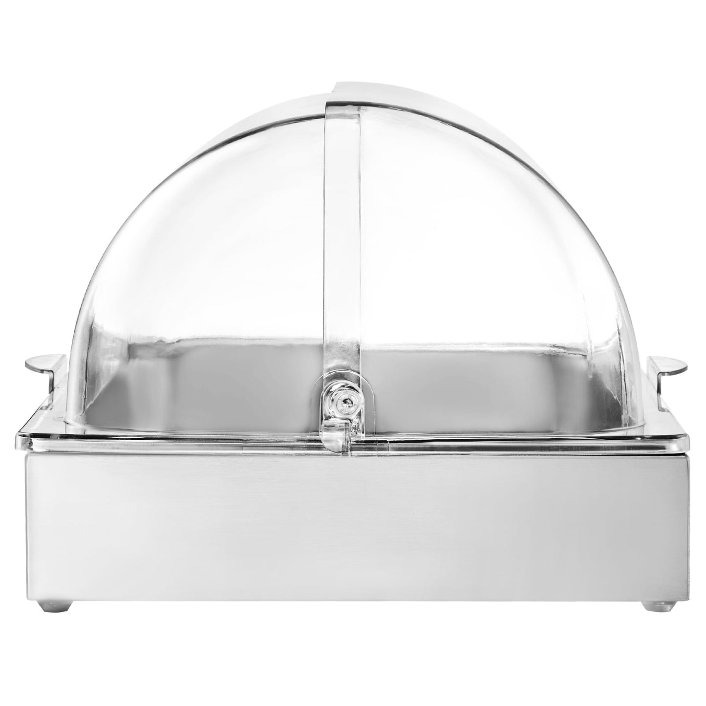 KFFKFF Countertop Food Serving Display Container, 1 x 1 Pan Stainless Steel Tray, Buffet Condiment Holder with Transparent Lid & 3 Ice Trays, Ideal for Restaurants, Hotels, Kitchens, and Parties