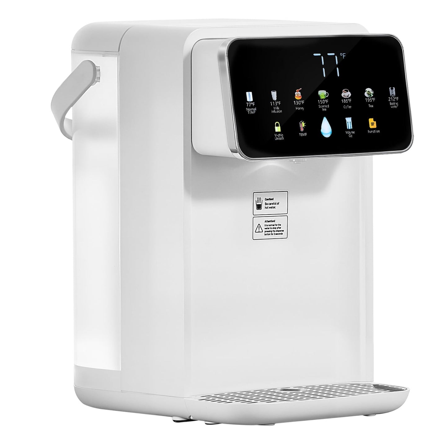KFFKFF Countertop Instant Hot Water Dispenser with Adjustable Temperatures & Volumes, 118oz Detachable Tank, Rapid Heating, Touchscreen Control, and Child Safety Lock for Home Use
