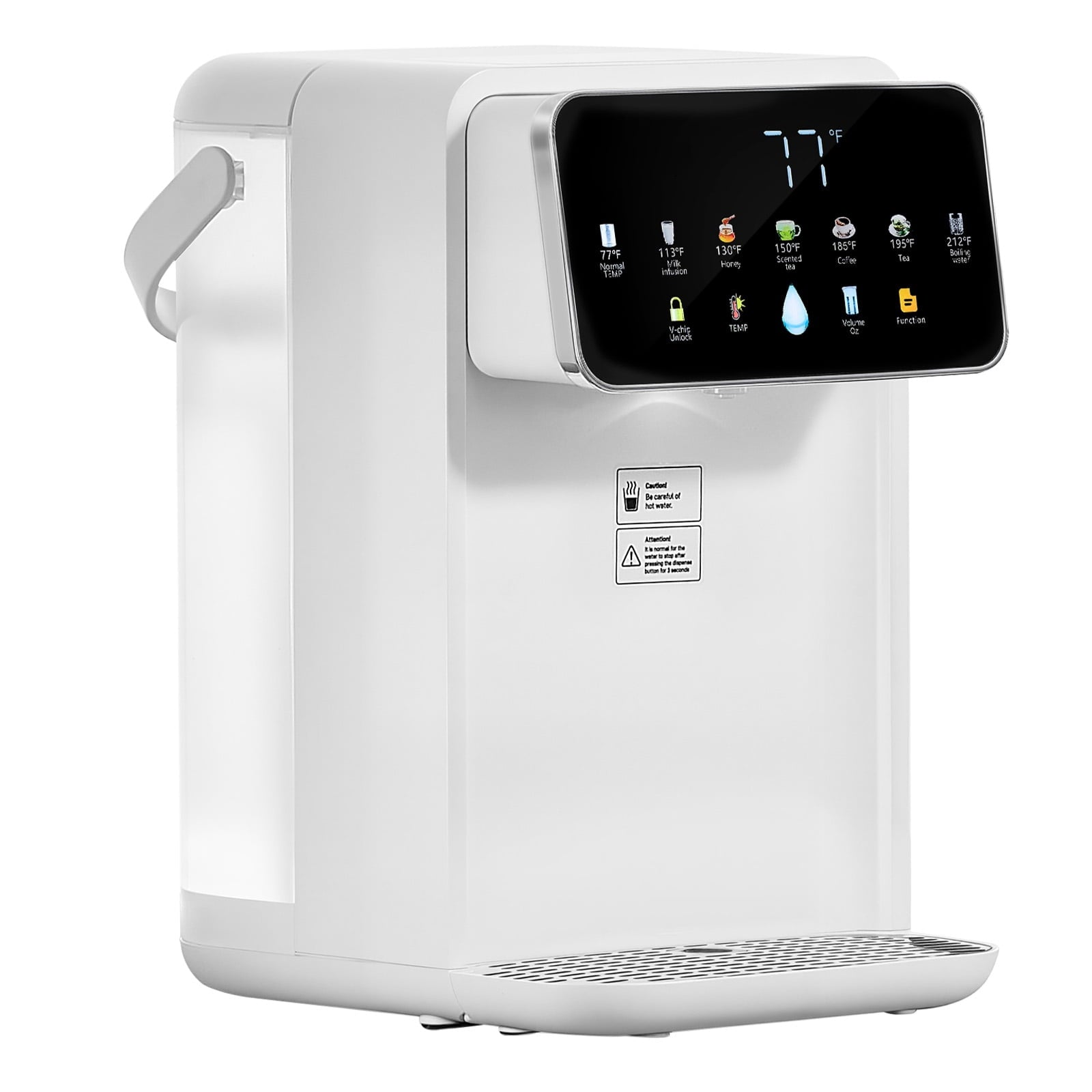 KFFKFF Countertop Instant Hot Water Dispenser with Adjustable Temperatures & Volumes, 118oz Detachable Tank, Rapid Heating, Touchscreen Control, and Child Safety Lock for Home Use