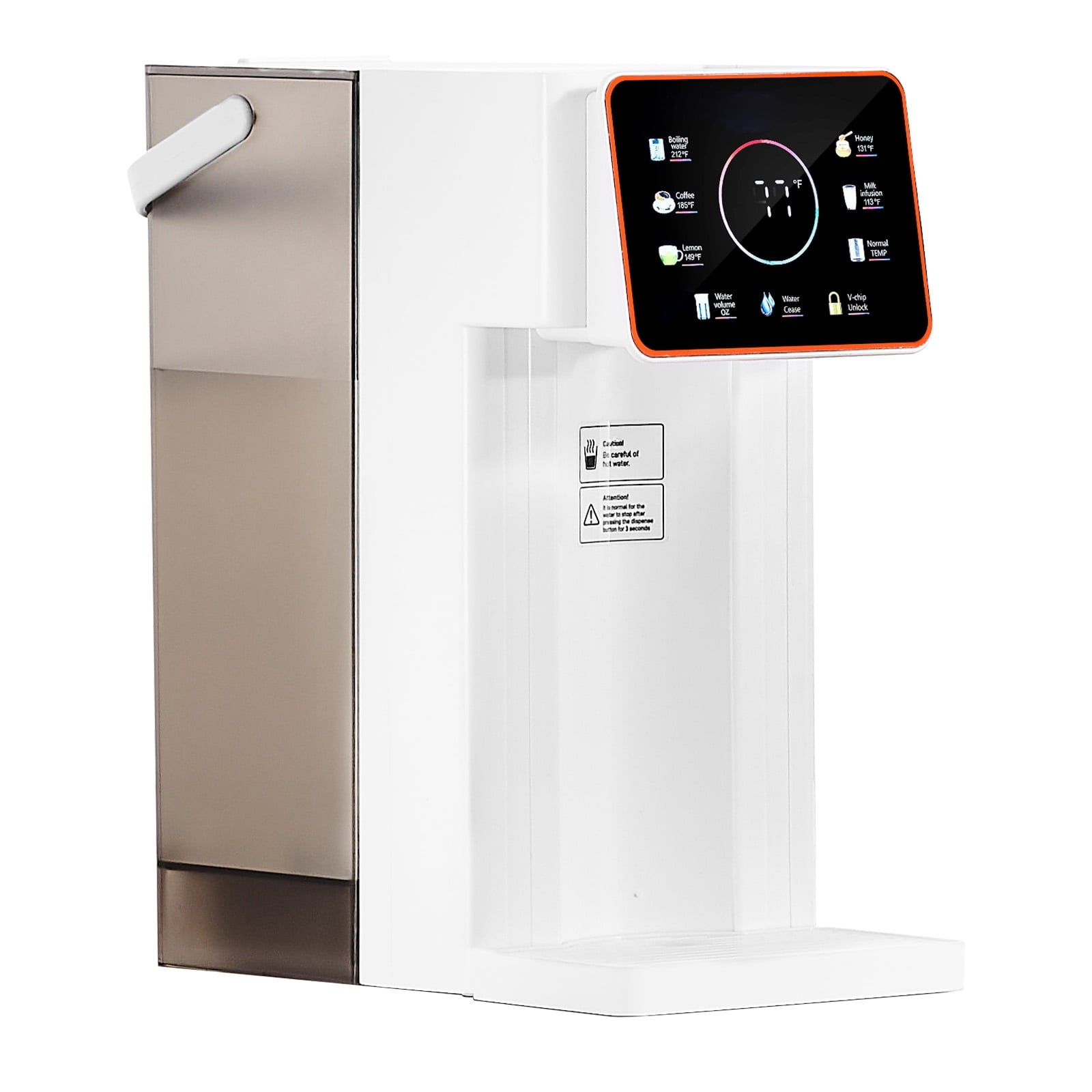 KFFKFF Countertop Instant Hot Water Dispenser with Adjustable Temperatures & Water Volumes, 101oz Detachable Tank, Rapid Heating, Touchscreen Control & Safety Lock for Home Use