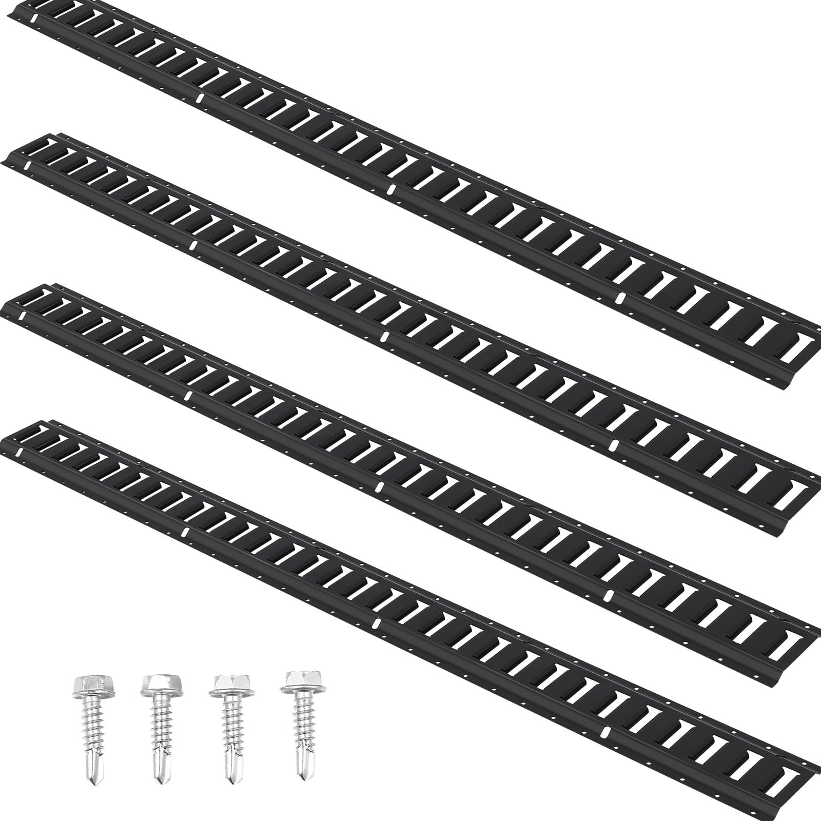 KFFKFF E Track Cargo Securement Kit, 5-Foot Steel Tracks, Set of 4, Supports Loads Up to 2000 lbs, Durable Etrack System with Mounting Screws for Garages, Vans, Trailers, Motorcycles, and ATVs