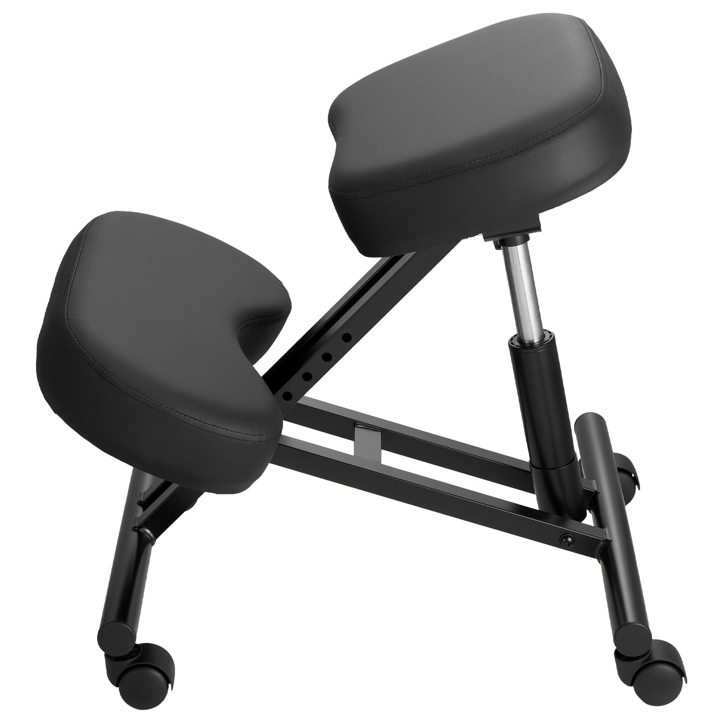 KFFKFF Ergonomic Kneeling Chair with Wheels, Adjustable Height & Comfortable Foam Cushions, X-Shaped Design for Improved Posture and Back Support, Ideal for Home, Office, or Meditation, Black