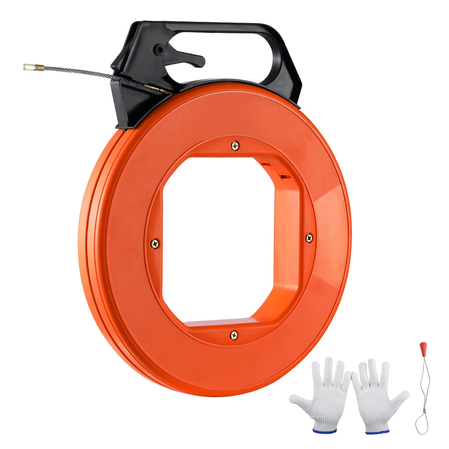 KFFKFF Fish Tape, 125-ft, 3/16-in, PET Cable Guide with Enhanced Casing & Grip, User-Friendly Wire Routing Instrument, Bendable Wiring Aid for Wall & Conduit Use, Insulated