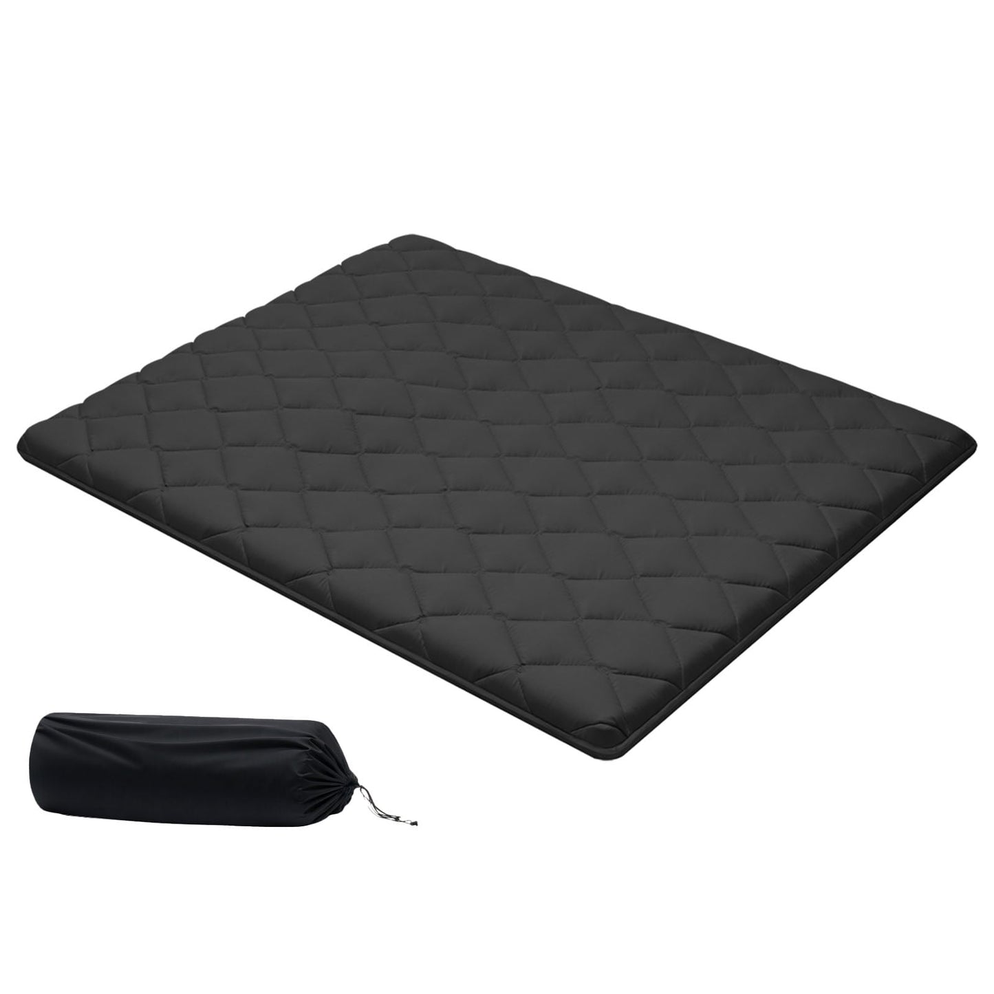 KFFKFF Foldable Japanese Tatami Mattress, Queen Size Floor Mat with Storage Bag & Fastener, 9-Layer Design for Sleeping, Dorm, Meditation, Yoga, 80 x 60 x 3.5 in, Black