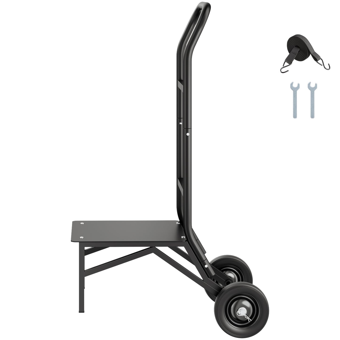 KFFKFF Folding Chair Storage Cart, 150 lbs Capacity, Durable Chair Organizer for Stacking up to 10 Chairs, Versatile Metal Chair Transport Dolly with Rubber Wheels, Push-Style Holder, Matte Black