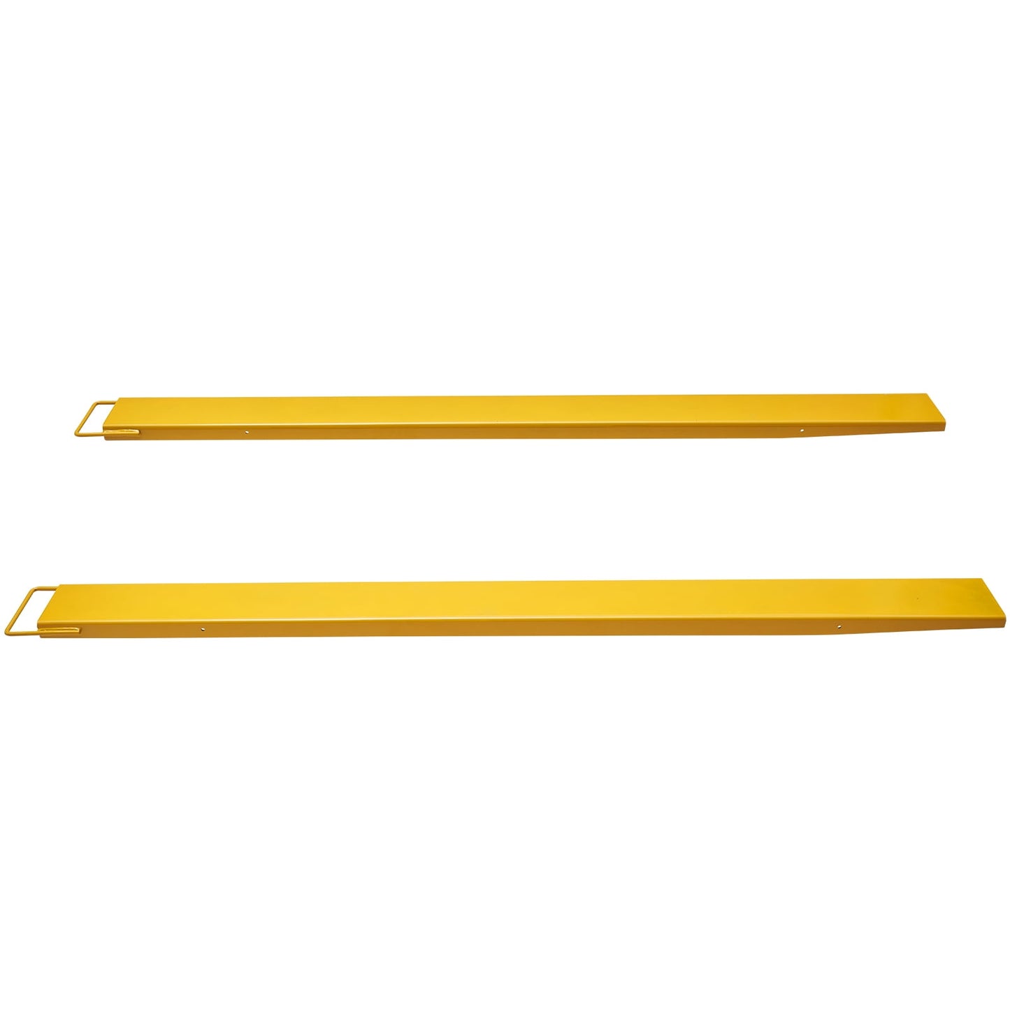 KFFKFF Fork Extensions for Pallets, Measuring 96 Inches in Length and 4.5 Inches in Width, Constructed from Robust Carbon Steel, Set of 2 Forklift Extensions, Yellow Fork Attachments