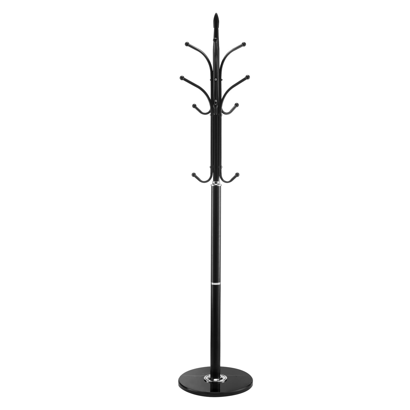 KFFKFF Freestanding Coat Rack with Marble Base, Modern Clothes Tree Stand with 6 Hooks, Ideal for Entryway, Bedroom, Office, or Living Room, Perfect for Hanging Coats, Hats, and Bags