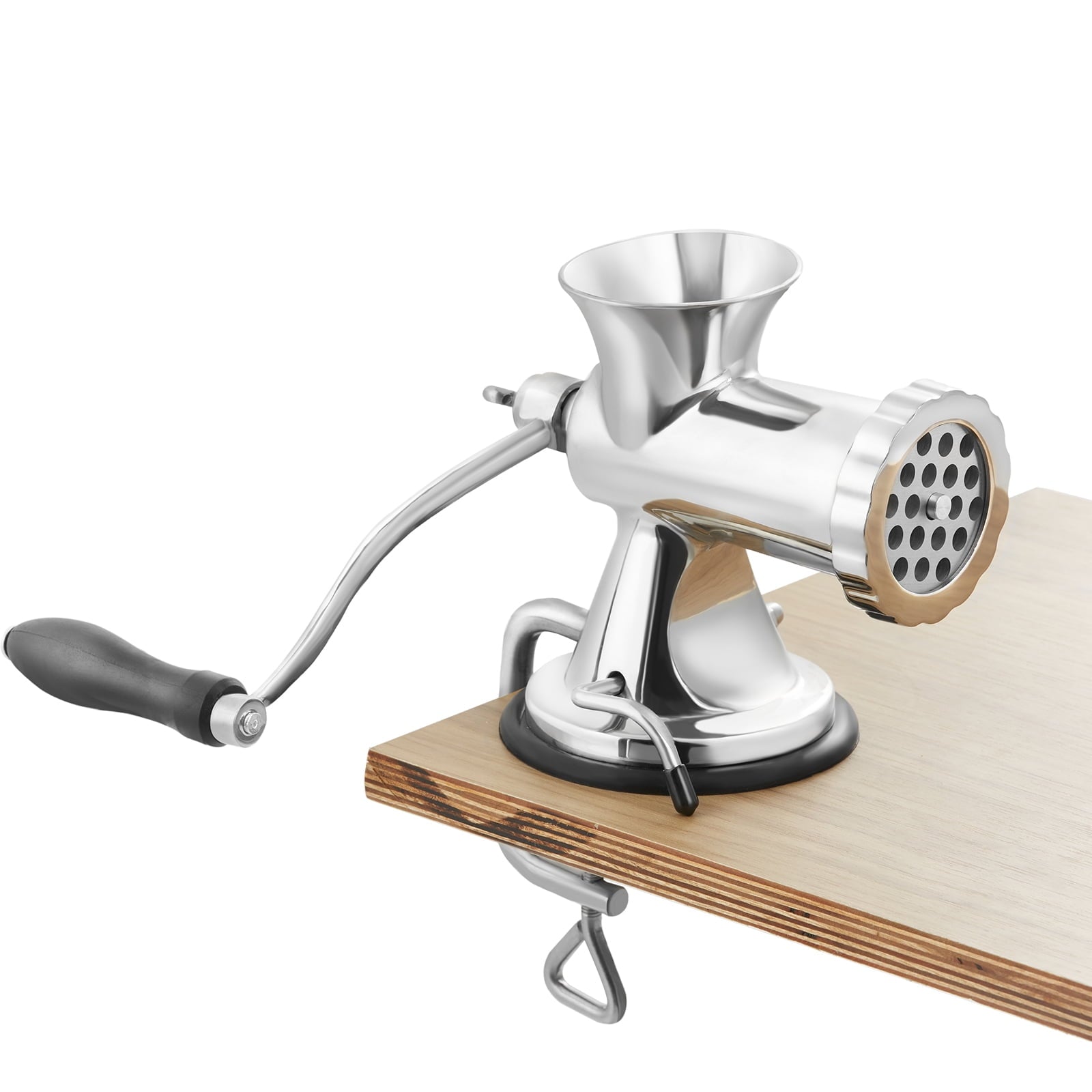 KFFKFF Hand-Operated Meat Processor, Crafted from 304 Stainless Steel, Includes Suction Base & Table Clamp, Features Meat Grinding & Sausage Stuffing Capabilities with 2 Blades, Sausage Nozzle