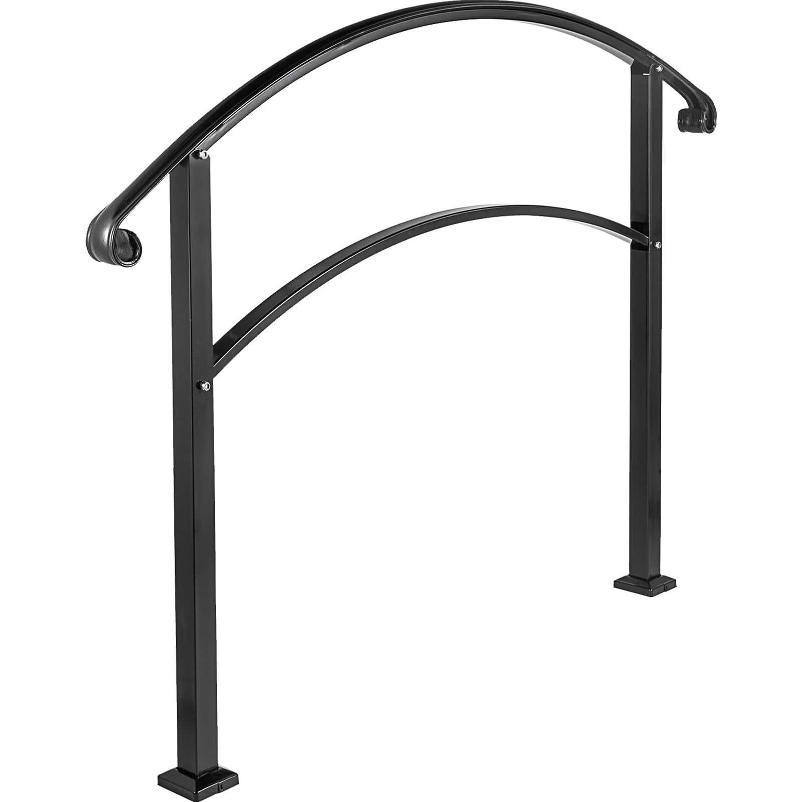 KFFKFF Handrails for Outdoor Steps, Suitable for 1 to 5 Steps, Black Wrought Iron Stair Railing, Versatile Porch Hand Rail, Compatible with Concrete or Wooden Stairs