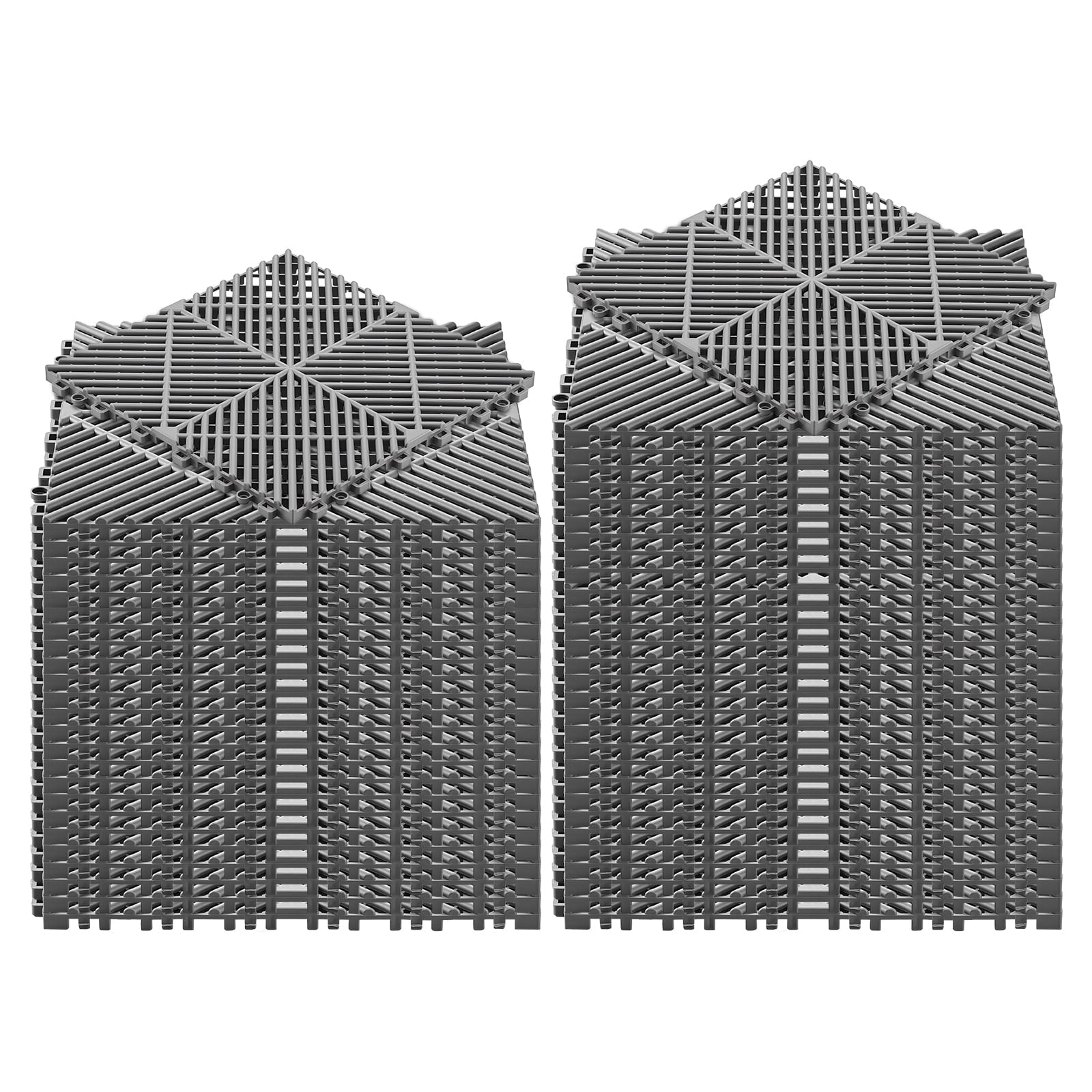 KFFKFF Interlocking Drainage Mats, 12" x 12", Non-Slip Garage Flooring Tiles, Self-Draining PP Shower Mat, Quick Installation, Ideal for Bathroom, Kitchen, Pool & Outdoor Use, Gray, 55 Pack