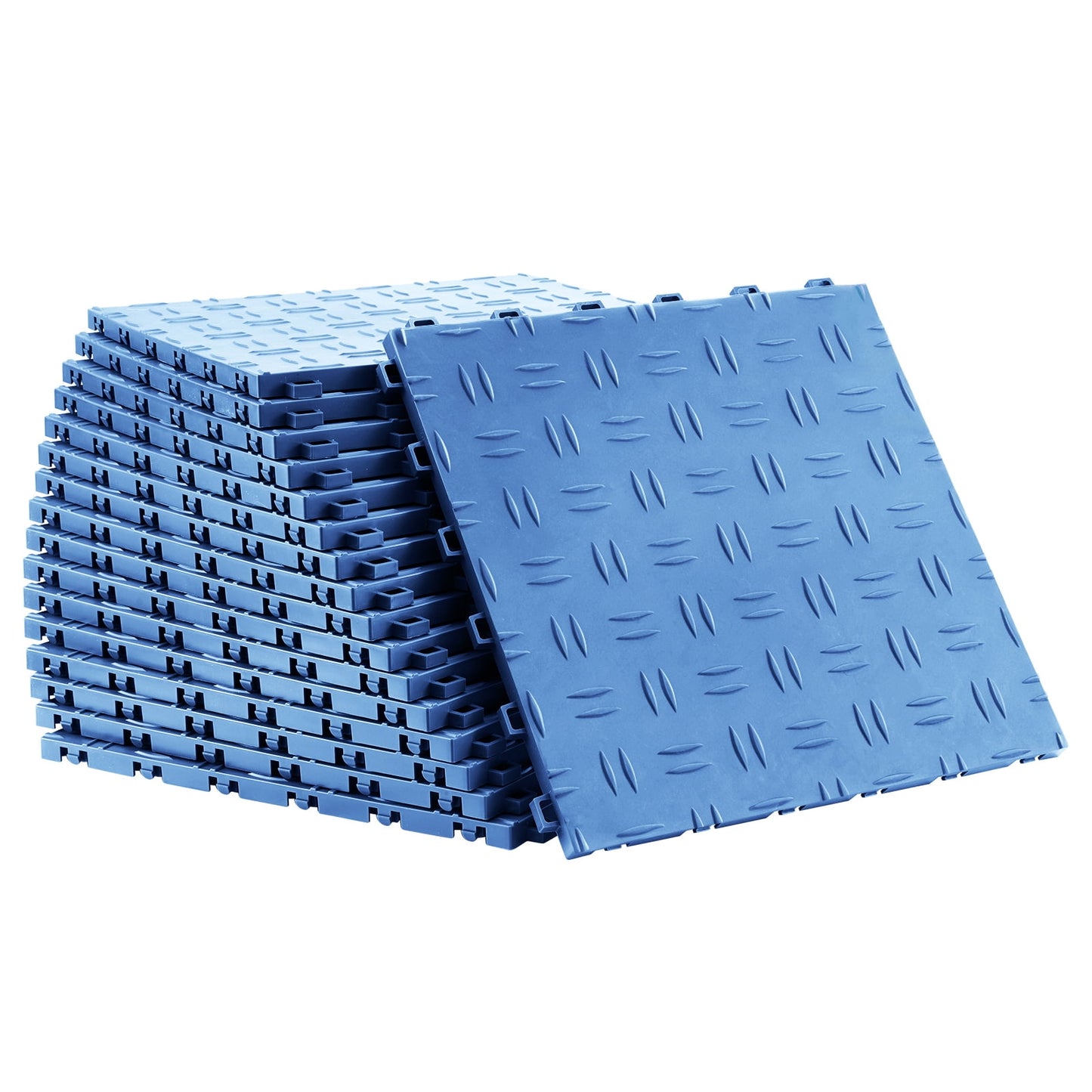 KFFKFF Interlocking Garage Floor Tiles, 12 x 12 x 0.53 inch, Pack of 50, Non-Slip Textured Surface, Durable Flooring for Garages, Basements, and Workshops, Blue