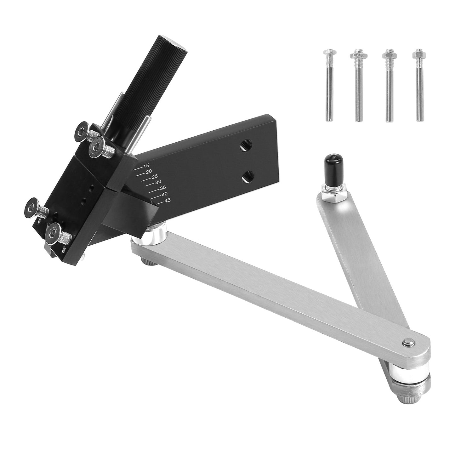 KFFKFF Lawn Mower Blade Sharpening and Balancing Tool, Adjustable 15Â° - 45Â° with 4 Adapter Pins, Ball Bearings & Enlarged 25mm Handle, Suitable for Various Angle Grinders