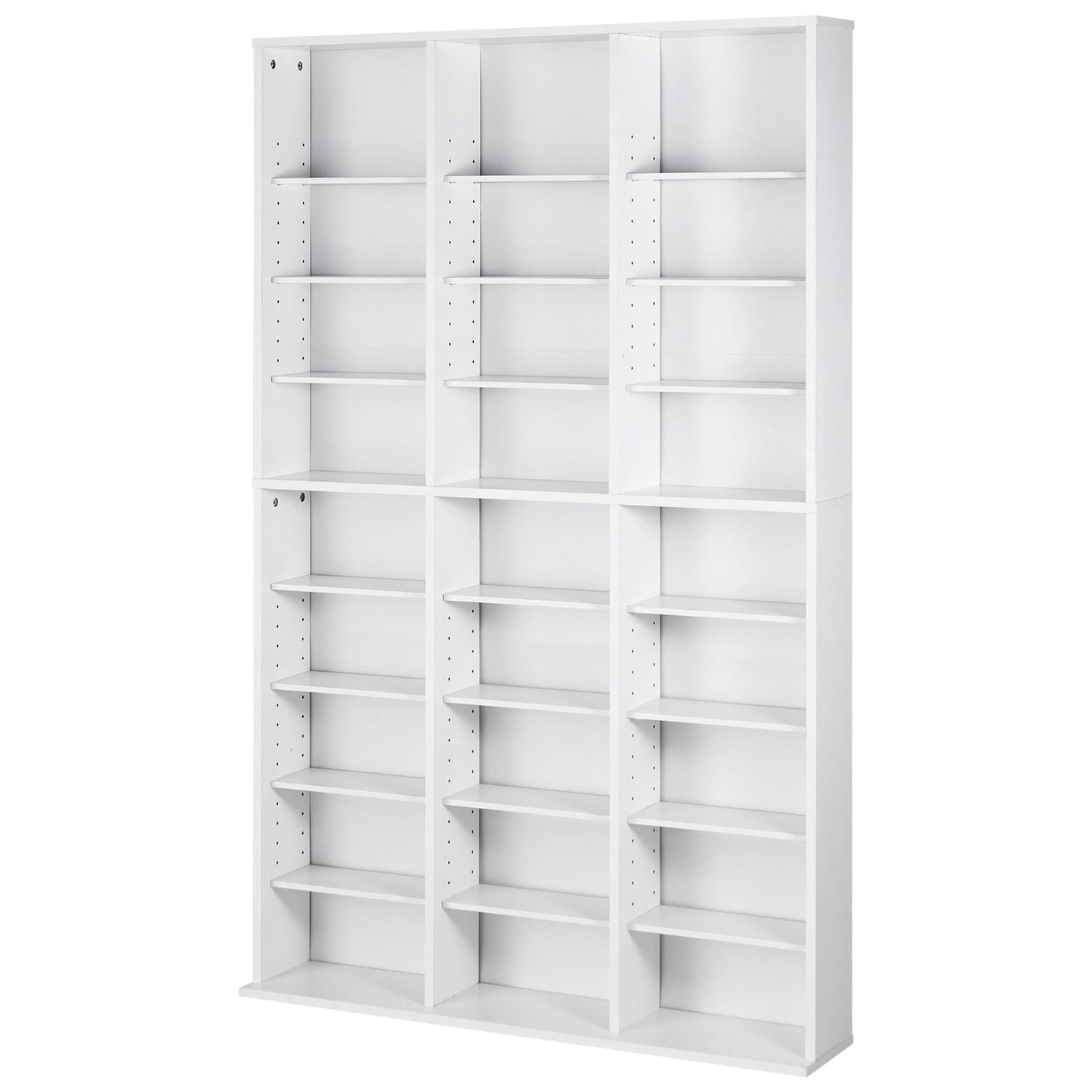 KFFKFF Media Organizer Cabinet, 9-Tier DVD Rack, Storage for 756 CDs, 27 Adjustable Sections for CDs, Movies, Video Games, White, Keeps Collections Safe & Tidy