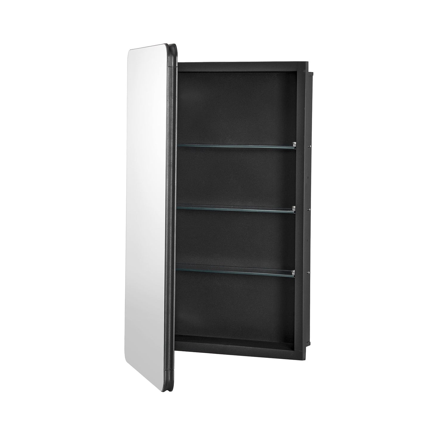 KFFKFF Medical Storage Unit, Dimensions 16x24 inches, Bathroom Cabinet with Reflective Door & Customizable Glass Compartments, Aluminum Construct