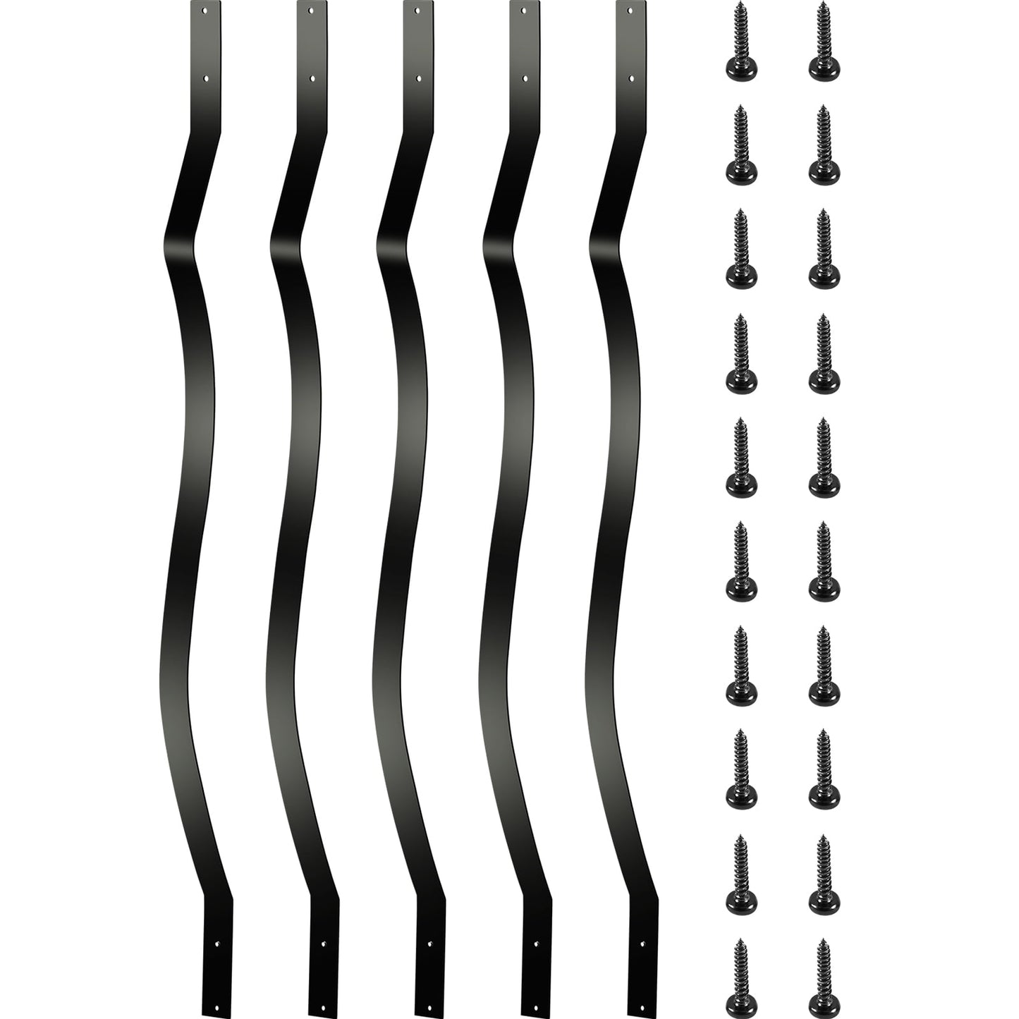 KFFKFF Metal Deck Balusters, Set of 26, 32.25"x1" Staircase Spindles with Screws, Iron Railing for Wooden and Composite Decks, Decorative Balusters for Outdoor Stairs, Decks, and Porches