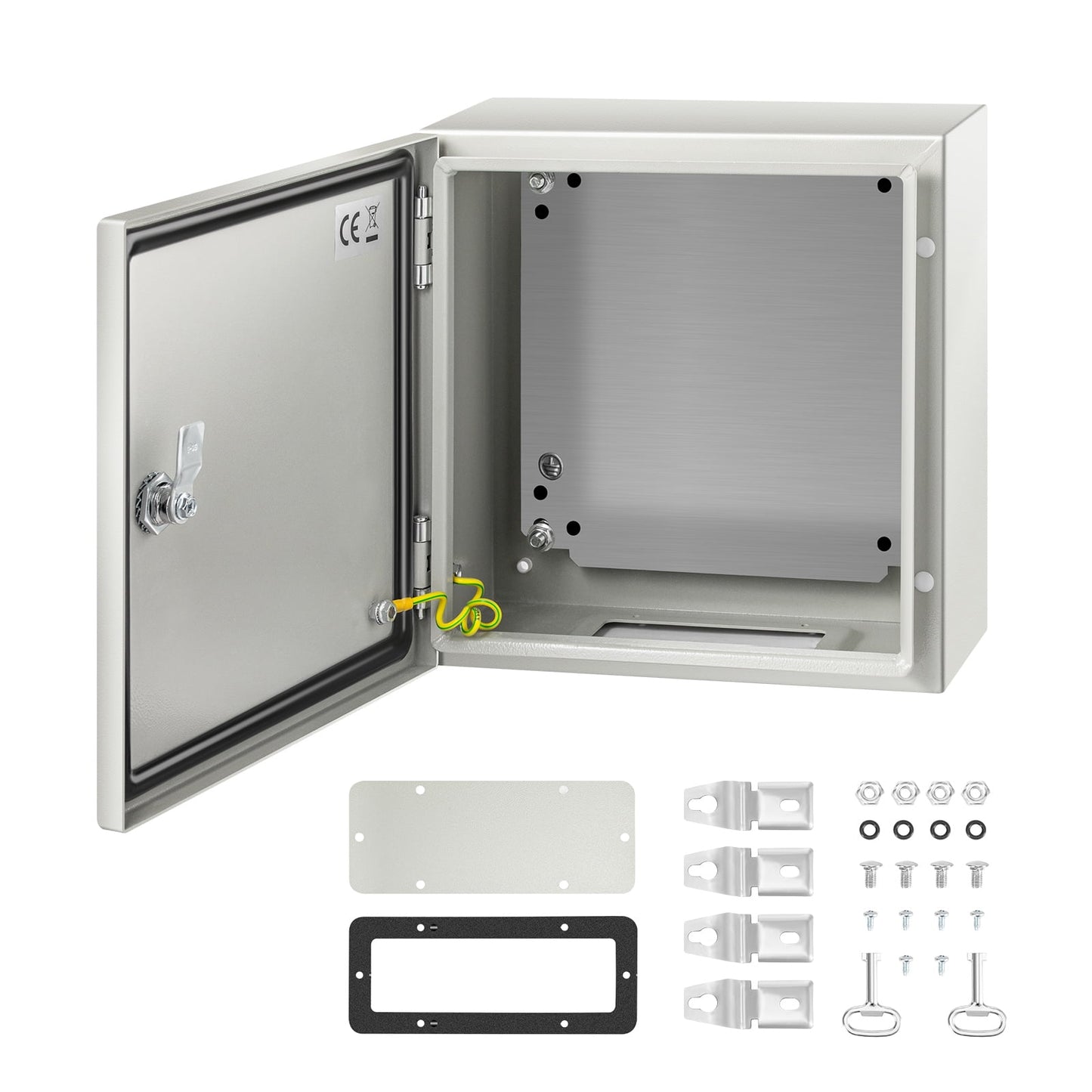 KFFKFF NEMA Steel Casing, 12 x 12 x 6'' NEMA 4X Steel Electric Container, IP66 Resistant to Water & Dust, External/Internal Electric Connection Box, with Fixing Panel