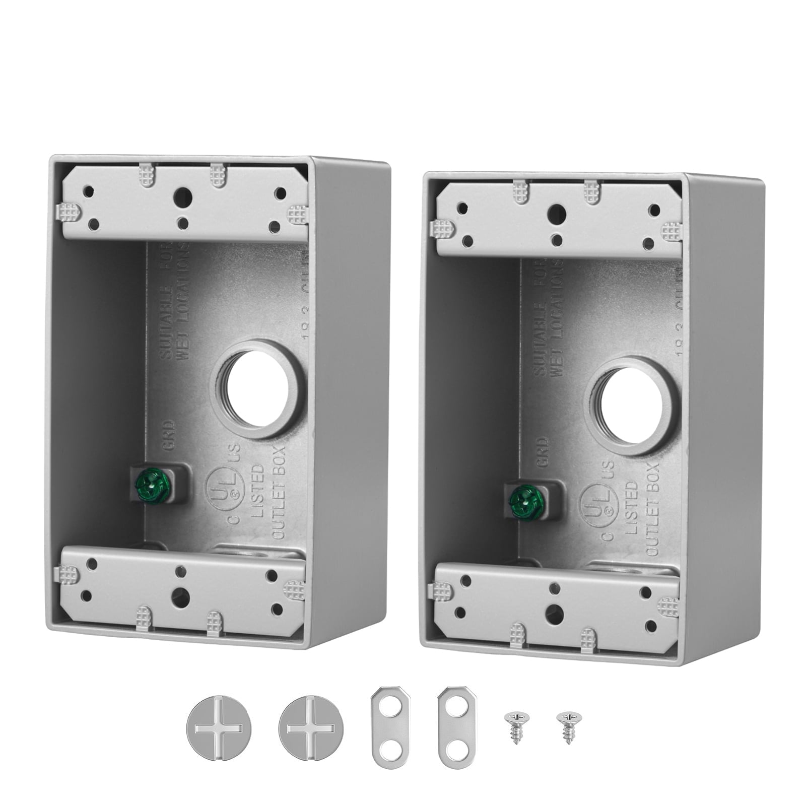 KFFKFF Outdoor Electrical Box, 4.5 x 2.8 x 2 in, Weather-Resistant Junction Box, Compatible with 1/2-Inch or 3/4-Inch Conduits, 18.3 Cu. In Capacity, Plug Protector, 4PCS, Gray