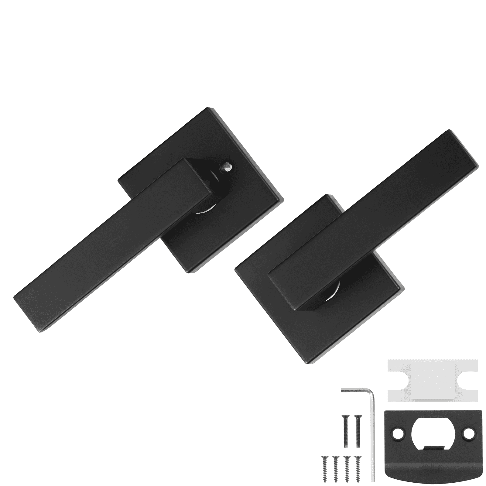 KFFKFF Passage Door Handle, 6 Pack Matte Black Lever, Reversible for Left or Right Hand Use, Non-Locking Design, 45Â° Easy Rotation, Universal Square Style for Hallways, Closets, and Meeting Rooms