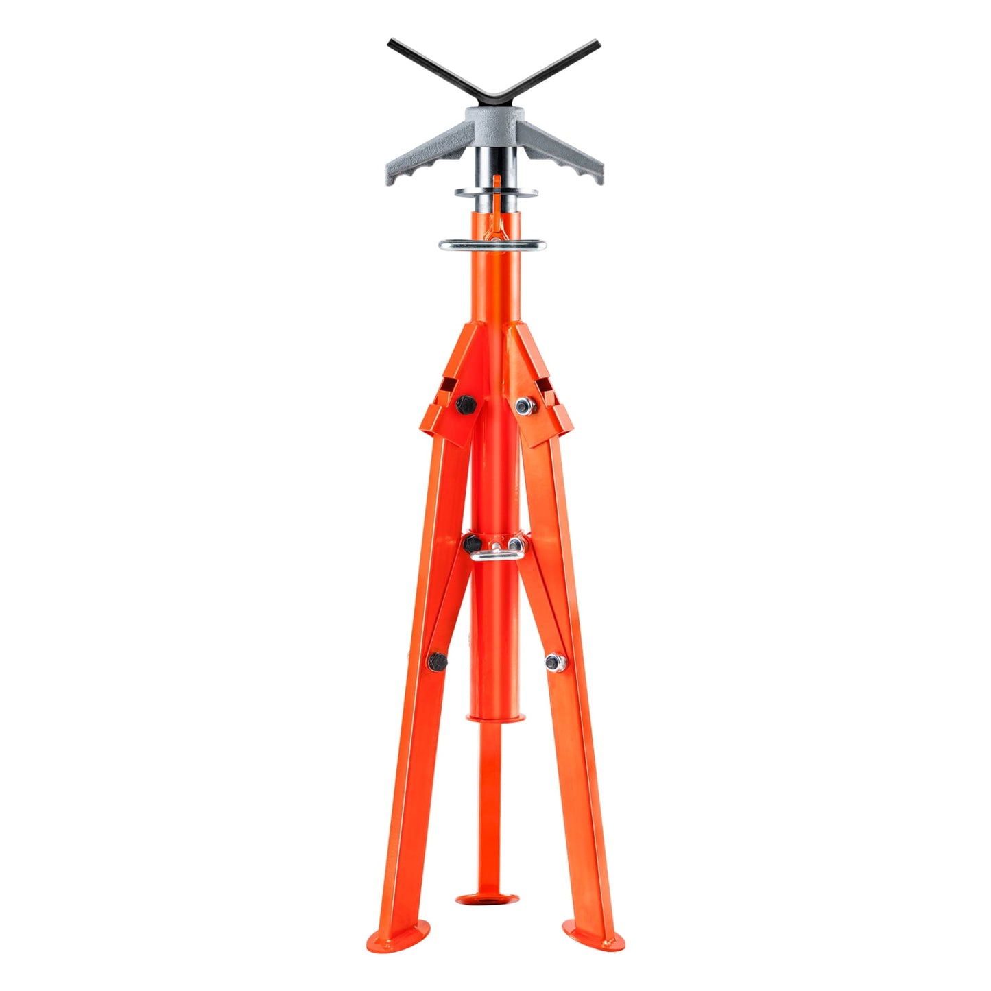 KFFKFF Heavy-Duty Pipe Stand, 2500 lbs Capacity, Adjustable Height 27.2"-52", V-Head Folding Stand for 1/2-12 Inch Pipes, Durable 45# Steel Construction