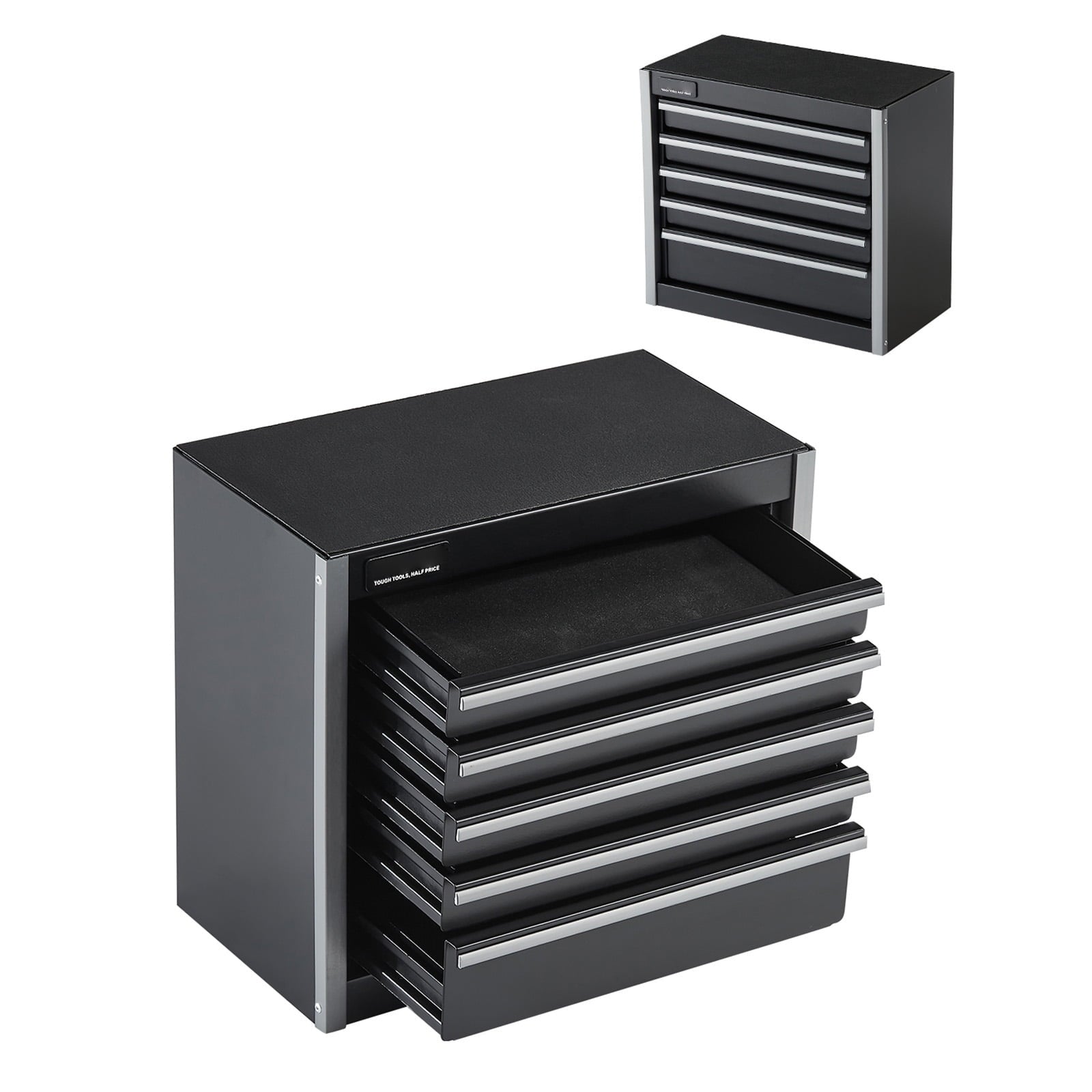 KFFKFF Portable Metal Tool Box, 8.6-inch, Compact Metal Tool Chest with 5 Drawers, Durable Steel Construction with EVA Liners and Non-Slip Feet, Smooth Ball Bearing Slides