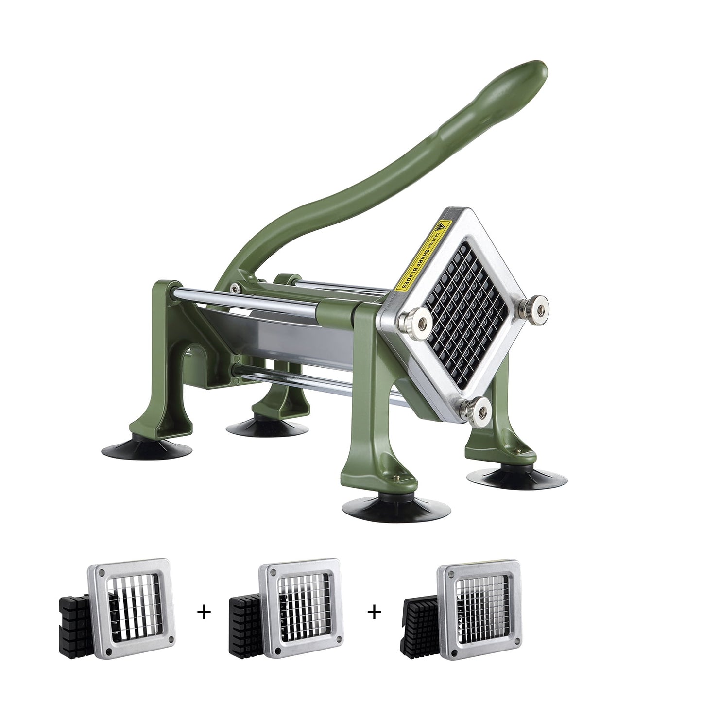 KFFKFF Potato Dicer, French Fry Maker with 1/2-Inch and 3/8-Inch Stainless Steel Cutting Blades, Hand-Operated Vegetable Chopper with Suction Cups, Ideal for Potatoes, French Fries, Cucumbers