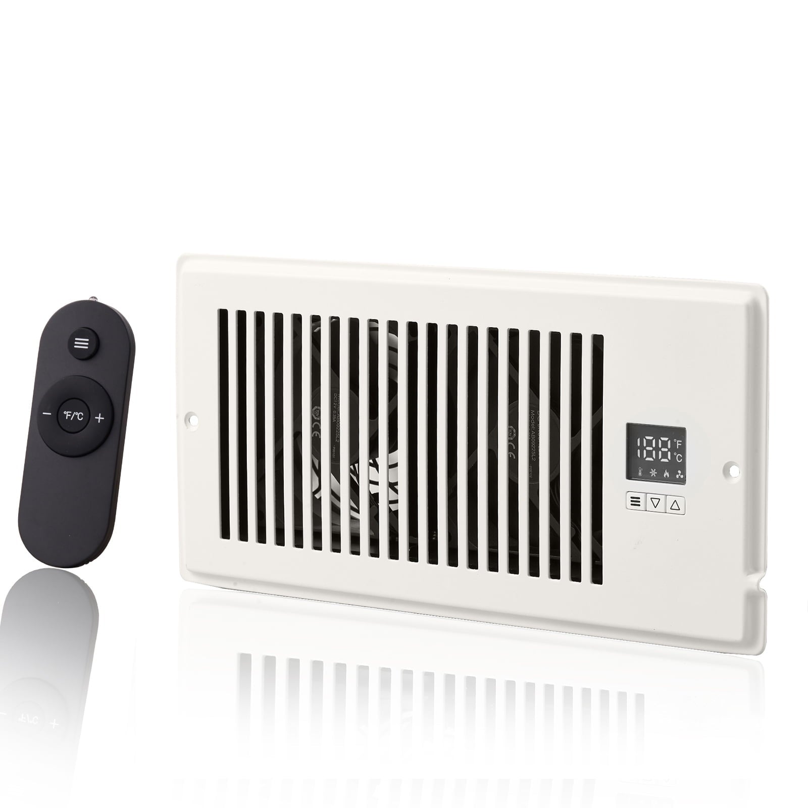 KFFKFF Quiet Register Booster Fan, Compatible with 4â€ x 10â€ Vent Openings, Features Remote and Thermostat Controls, Adjustable Speed for Efficient Heating and Cooling, White