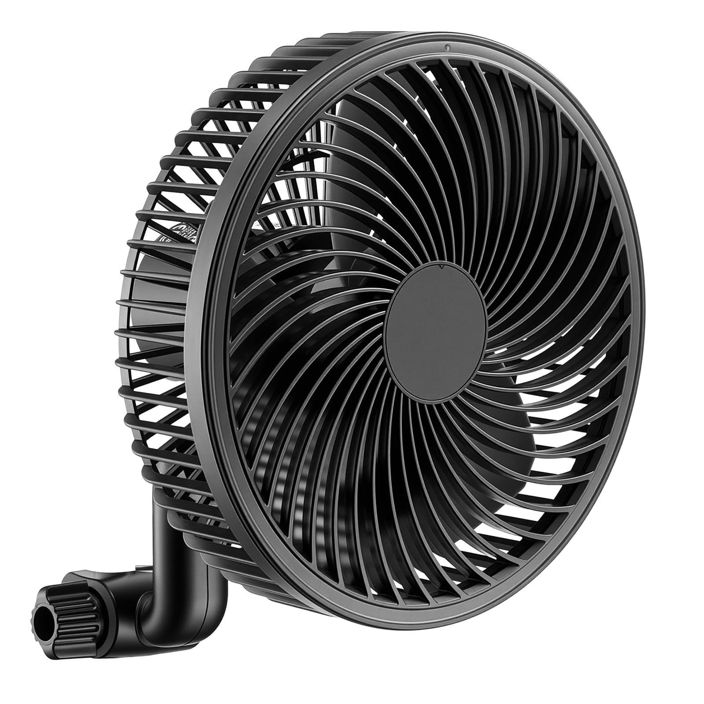 KFFKFF Rechargeable Clip-On Plant Fan with USB Port, 9 Adjustable Speeds, Oscillating Function, Smart Control, Long Battery Life, Ideal for Hydroponics and Cooling, Black, 1 Pack