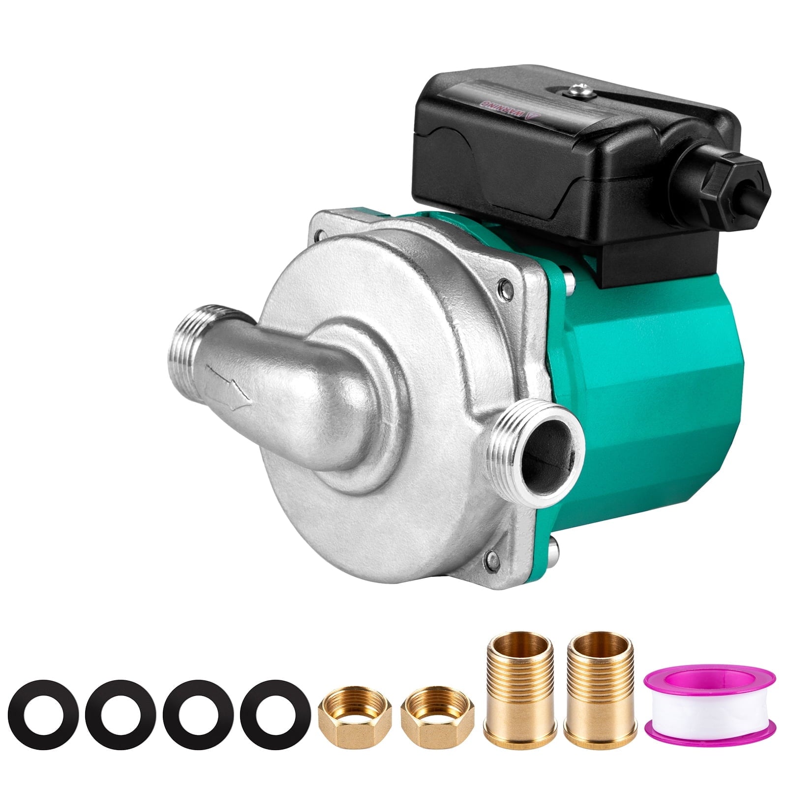 KFFKFF Recirculating Pump, Three Speed Control, 93w 110v Water Circulator Pump, Stainless Steel Pump Head, Automatic Start Circulating Pump NPT 3/4" w/Brass Fittings,