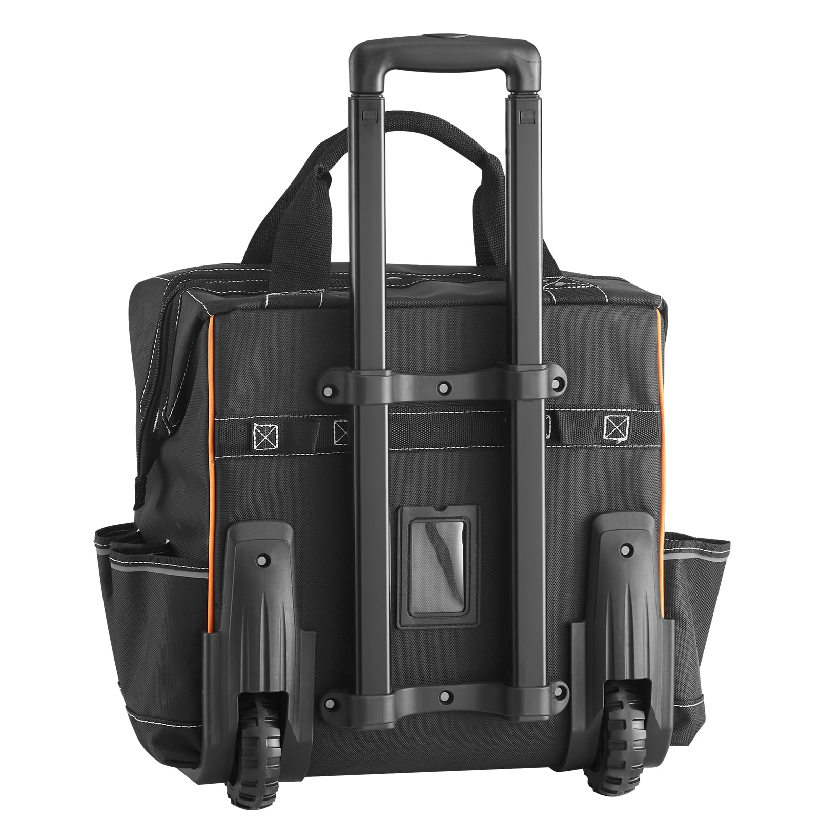 KFFKFF Rolling Tool Bag with Wheels, 110 lbs Load Capacity, 25 Pockets for Heavy Duty Use, Adjustable Telescoping Handle & Sturdy Base, Tool Organizer for Construction and Mechanics