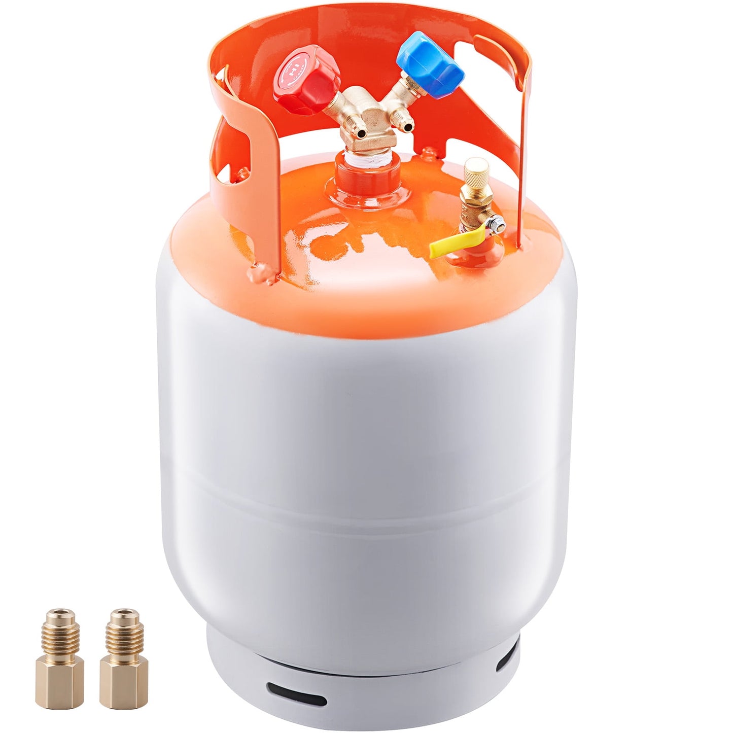 KFFKFF Secure 50 LBS Tank for Refrigerant Recovery, 400 psi Capacity, Versatile Y-Valve for Liquid & Vapor, Compatible with R22/R134A/R410A, in Eye-Catching Orange & Gray