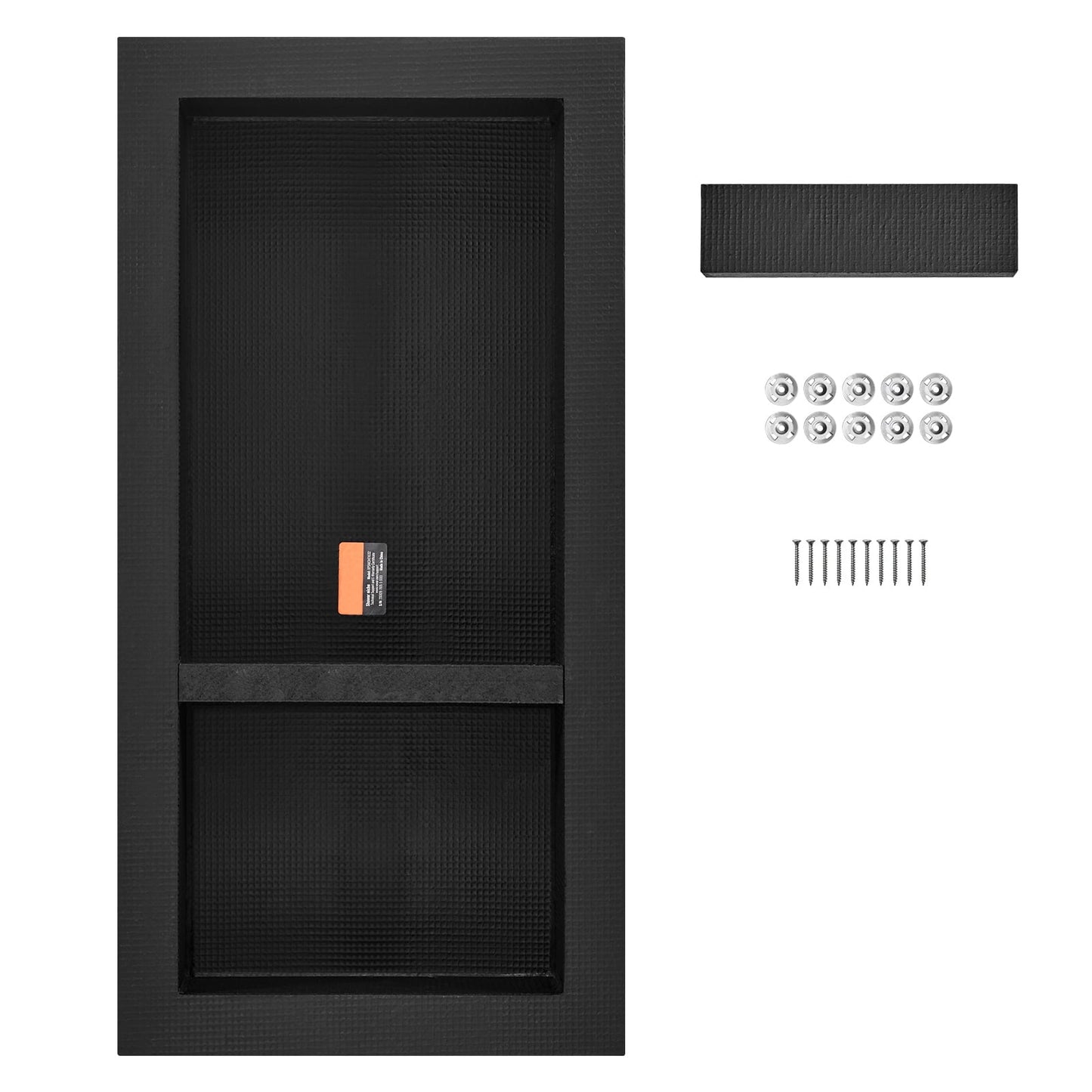 KFFKFF Shower Niche Ready for Tile 16" x 32", Double Shelf Wall Insert Organizer with Square Corners, Waterproof Recessed Storage for Bathroom and Shower, Black