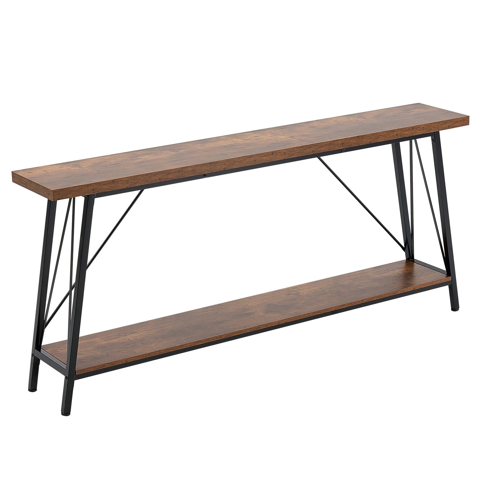 KFFKFF Slim Profile Sofa Console, 70.9 inches Long Table for Behind Couch, Dual-Level Entryway Stand and Slender Hallway Furniture, Thin Sofa Table with Metallic Structure, Suitable for Foyer