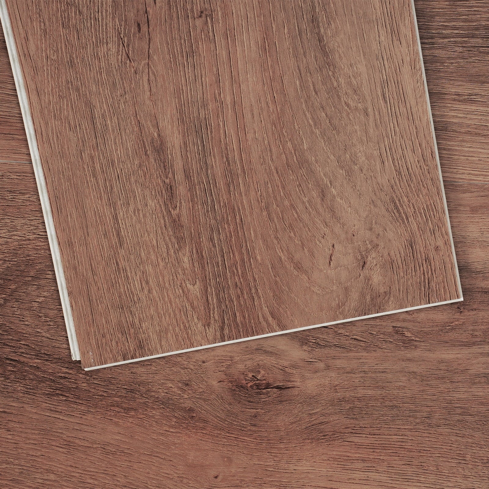 KFFKFF Snap-On Vinyl Flooring Tiles, 48 x 7.3 in, 10-Piece Set, 5.5mm Thickness, Rich Deep Brown Wood Finish, Ideal for DIY Home Improvement in Kitchens, Dining Areas, Bedrooms & Bathrooms
