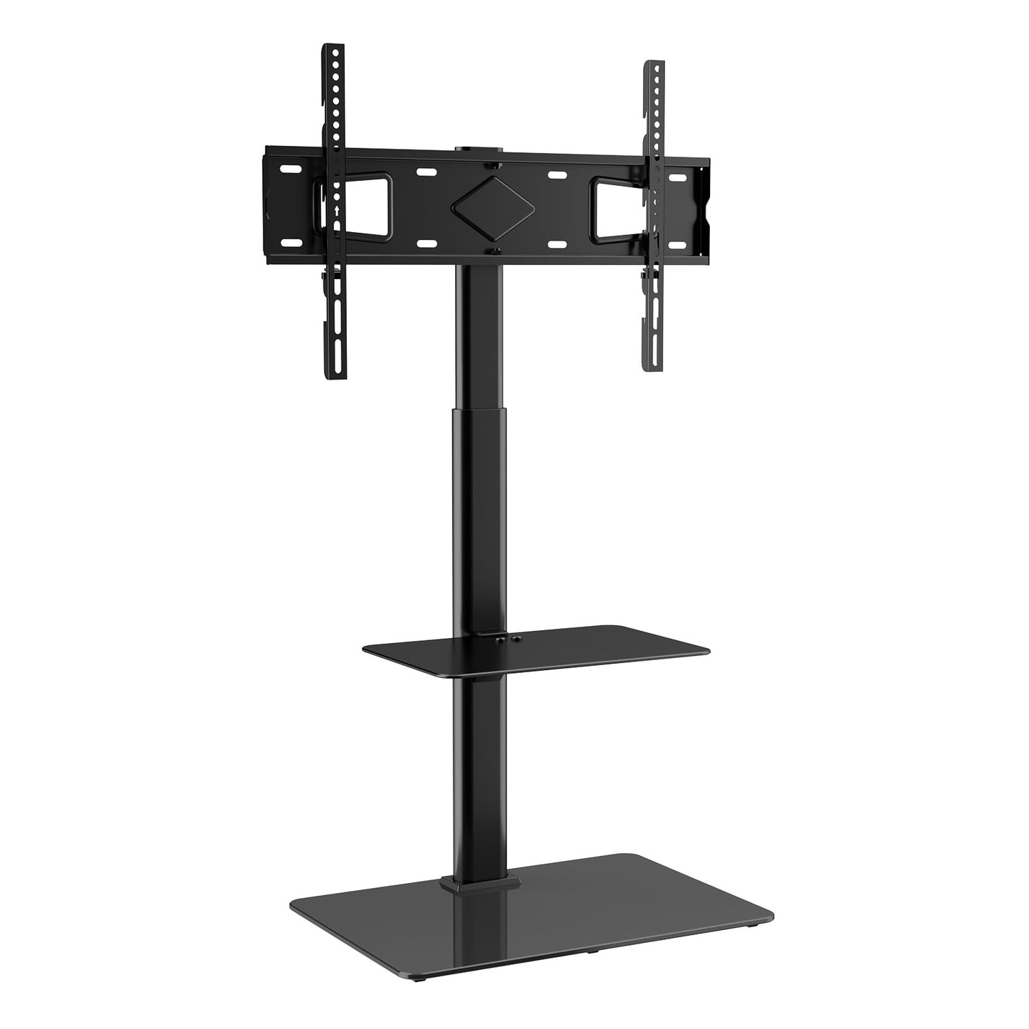 KFFKFF Television Stand Mount, Rotating Elevated TV Stand suitable for 32 to 65 inch Televisions, Alterable Height Mobile TV Stand with Hardened Glass Foundation for Bedroom, Living Area