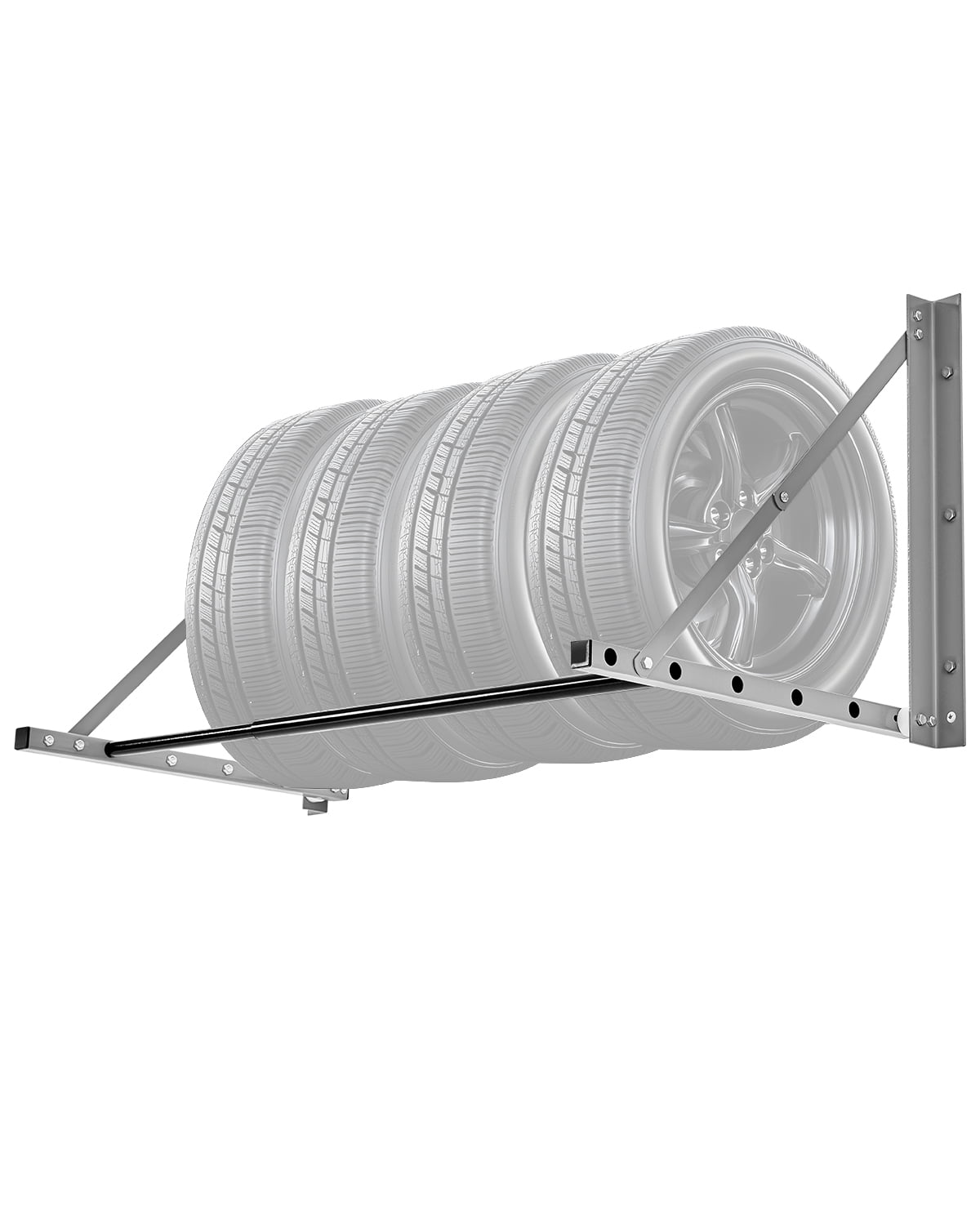 KFFKFF Tire Storage Rack, Wall-Mounted and Foldable, 32" - 48" Adjustable, Q235 Robust Steel Construction, Suitable for R14-R20 Standard Tires, Up to 300lbs Weight Limit, Ideal for Garage, Workshop