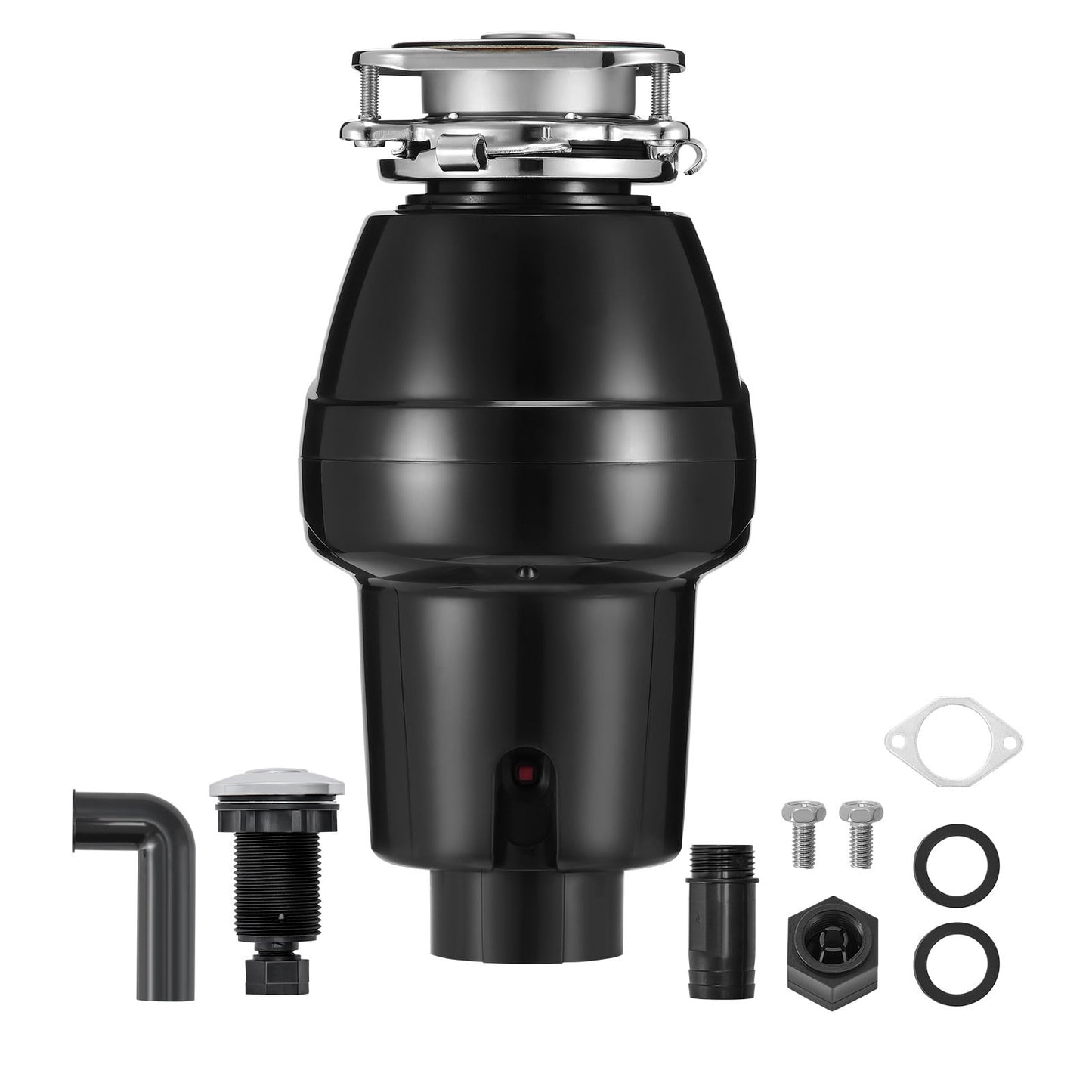 KFFKFF Garbage Disposal, 1/2 HP 3450RPM Constant Operation Food Refuse Device, 3-Bolt Attachment Food Scraps Pulverizing System with Noise Diminishing, Electric Cable & Splash Protector