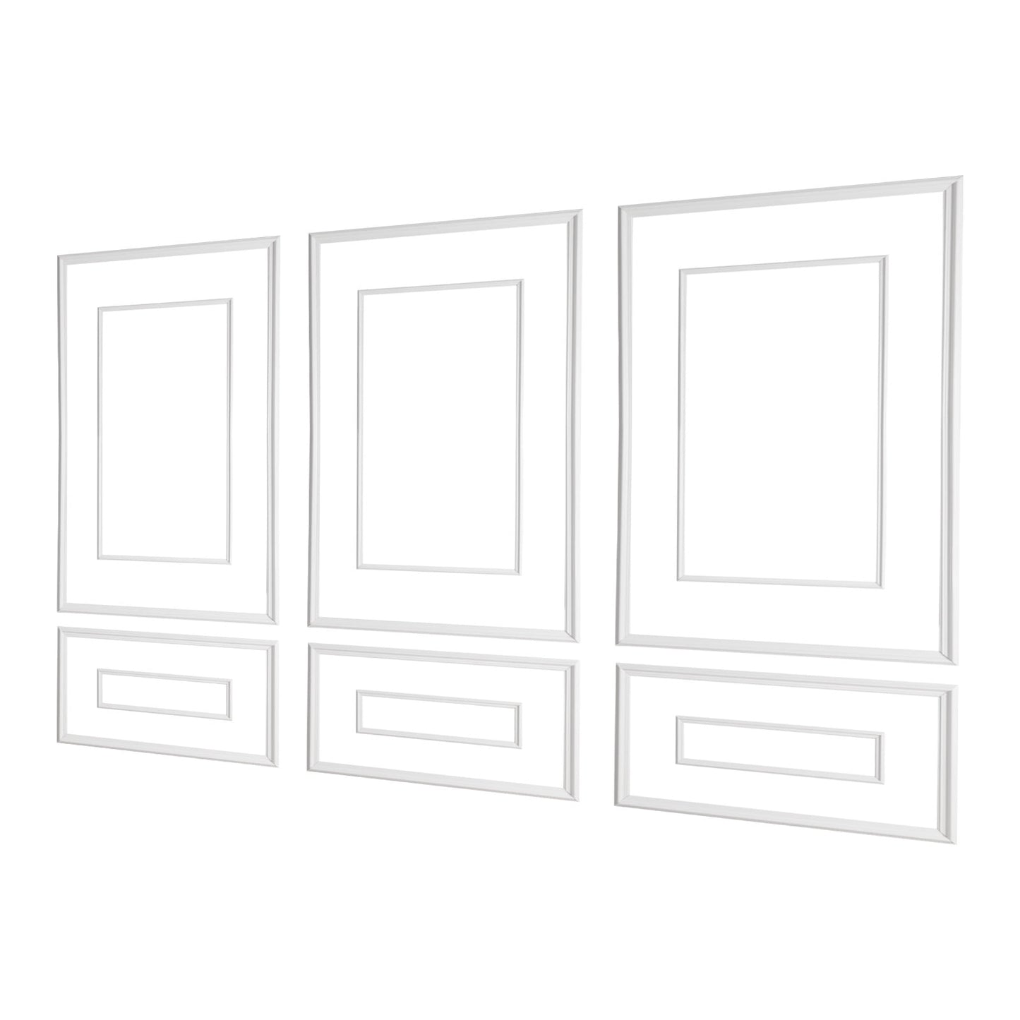 Kffkff Wall Molding 3 Pack, Wainscoting Panels Kit with Dual-Line Wide & Narrow Design, Lightweight Paintable Polystyrene, Simple to Install ,White