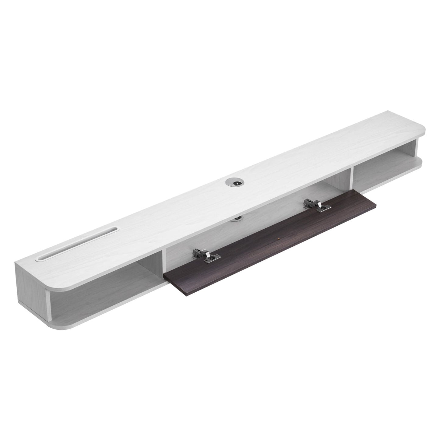 KFFKFF Wall-Mounted TV Stand, 70-inch Entertainment Hub with Wire Management, Contemporary Floating TV Ledge with Storage Unit, Particle Board Media Center for DVD Equipment, Cable Box