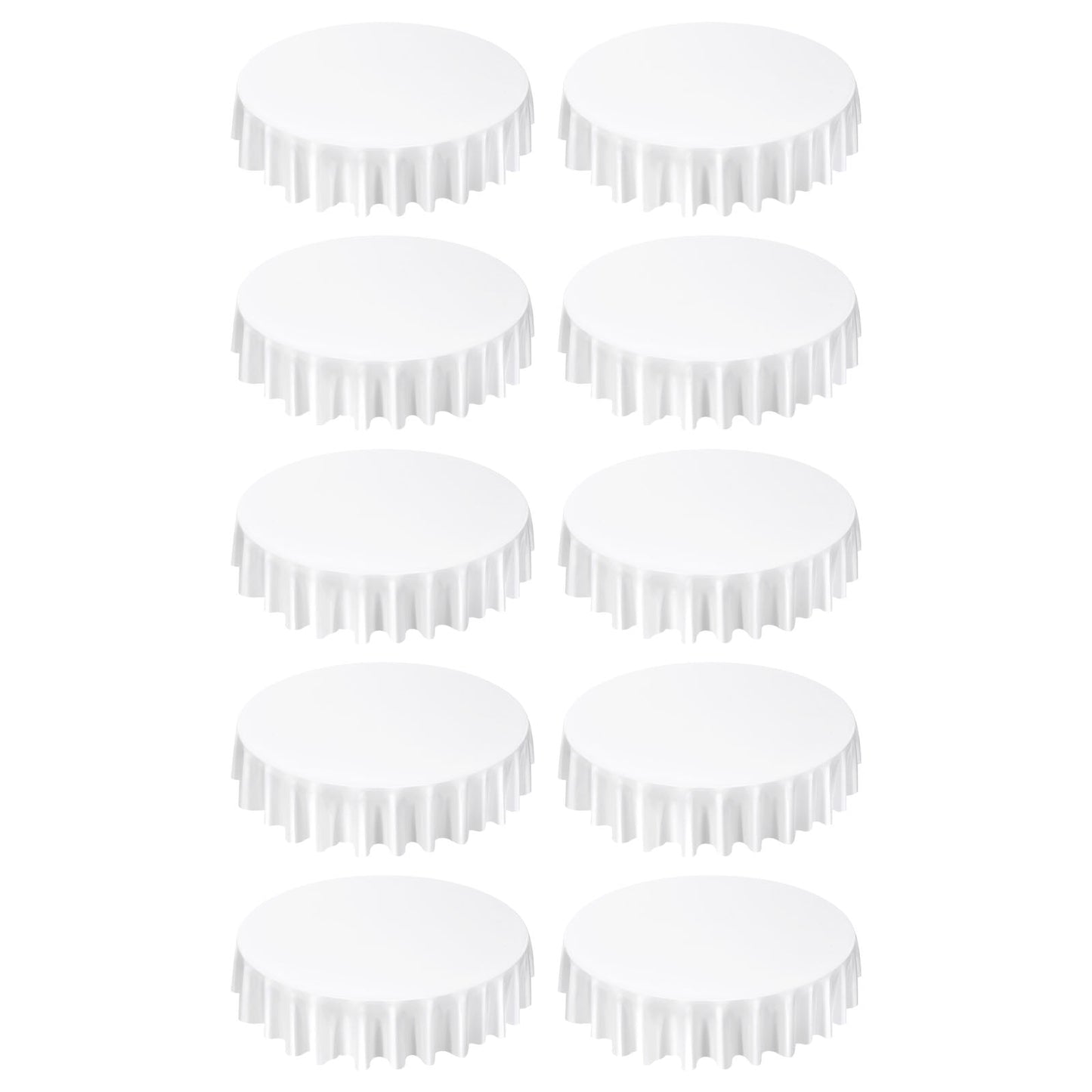 KFFKFF White Round Tablecloths 10 Pack, 90-Inch Diameter, Durable and Wrinkle-Resistant, Machine Washable Polyester Fabric Covers for Weddings, Parties, Banquets, and Formal Gatherings