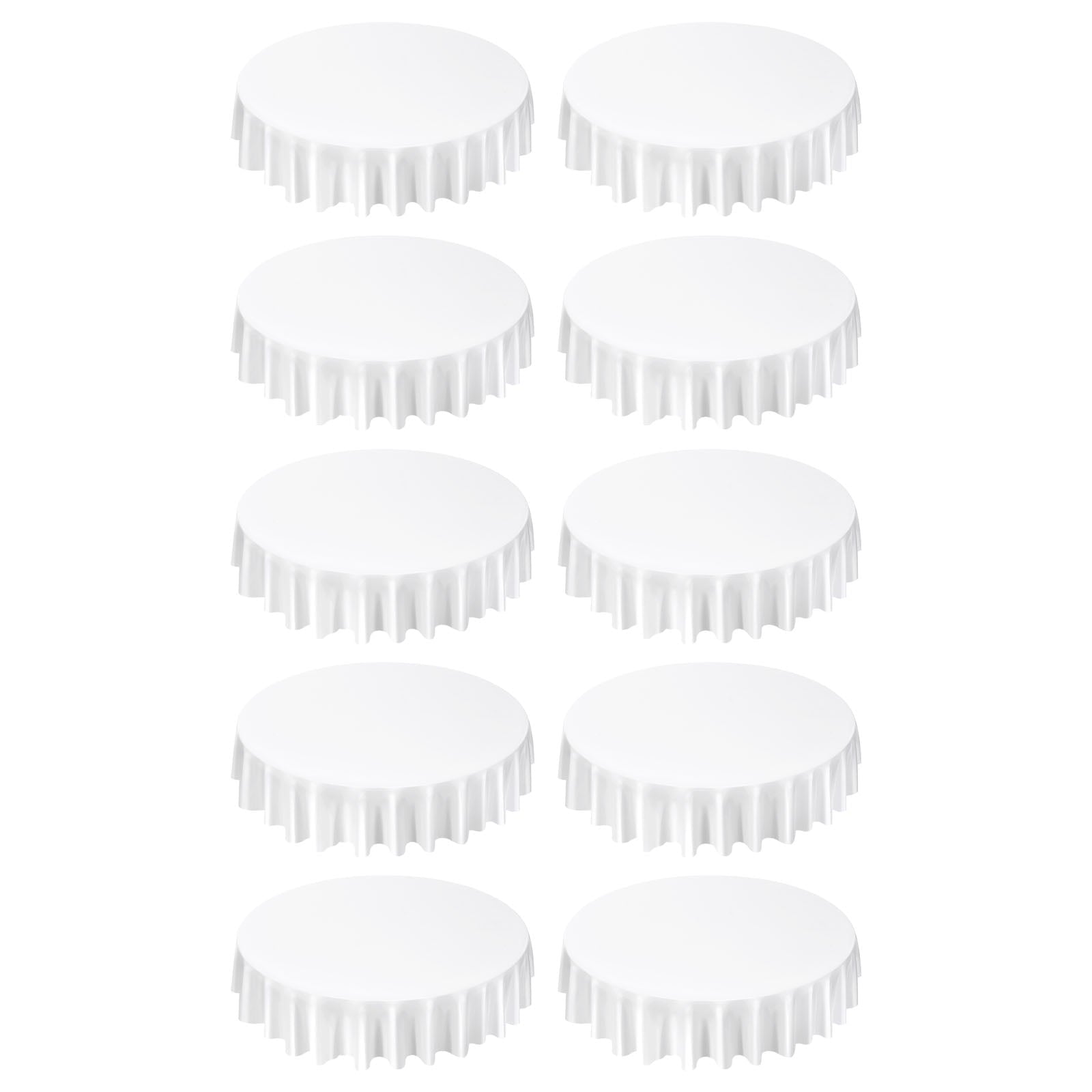 KFFKFF White Round Tablecloths 10 Pack, 90-Inch Diameter, Durable and Wrinkle-Resistant, Machine Washable Polyester Fabric Covers for Weddings, Parties, Banquets, and Formal Gatherings